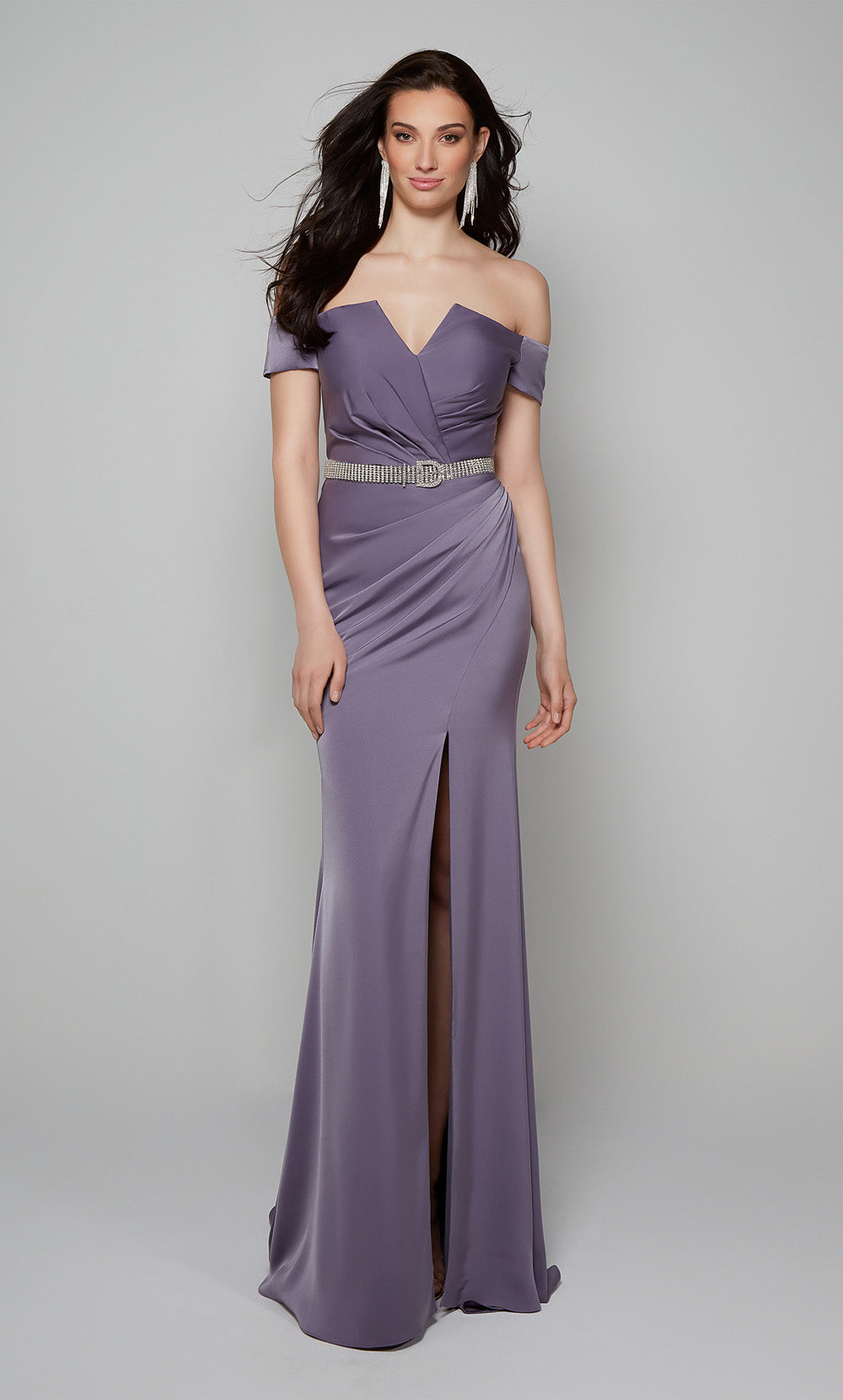 Alyce Paris 27558 Occasion spéciale au large de l'épaule Slit Fit n Flare Robe