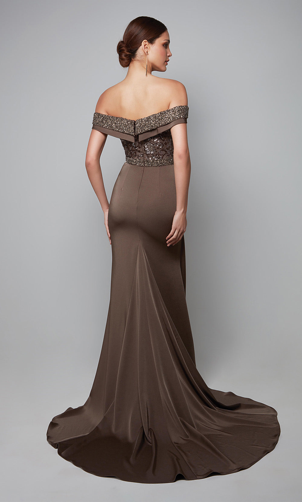 ALYCE Paris 27619 Special Occasion Off The Shoulder Neckline Train Straight Dress