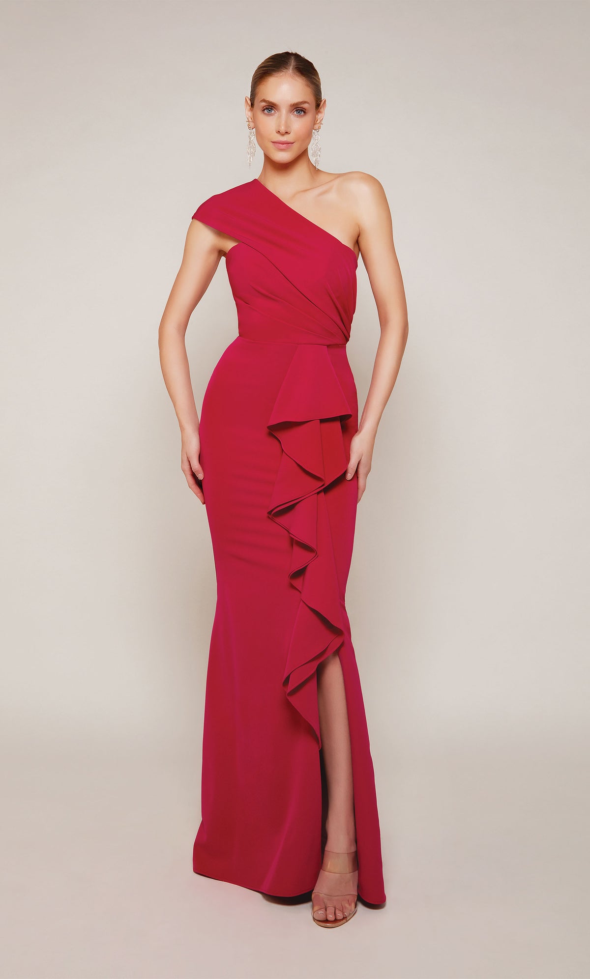 ALYCE Paris 27646 Special Occasion One Shoulder Neckline Ruffles Straight Dress