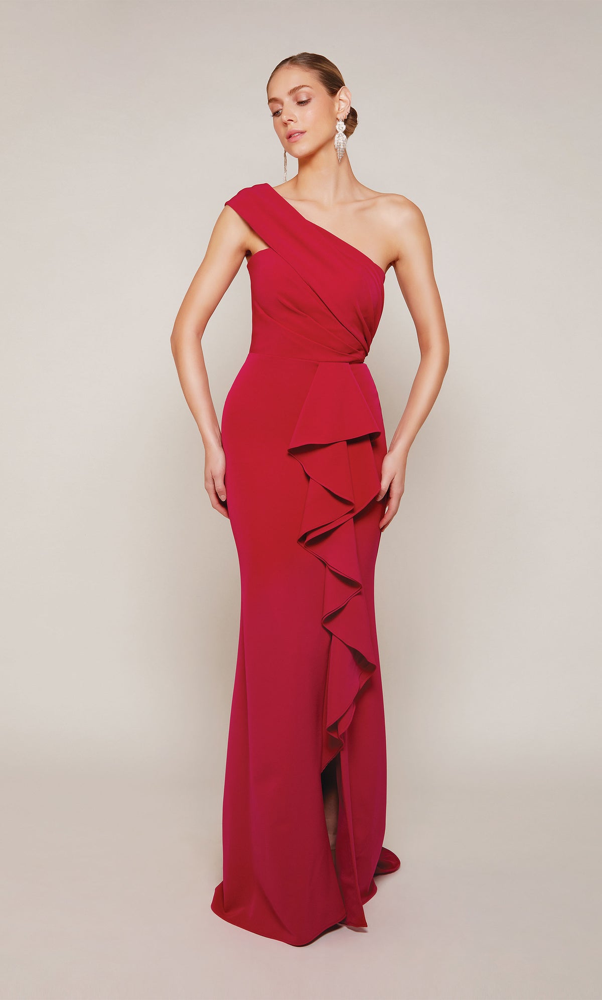 ALYCE Paris 27646 Special Occasion One Shoulder Neckline Ruffles Straight Dress