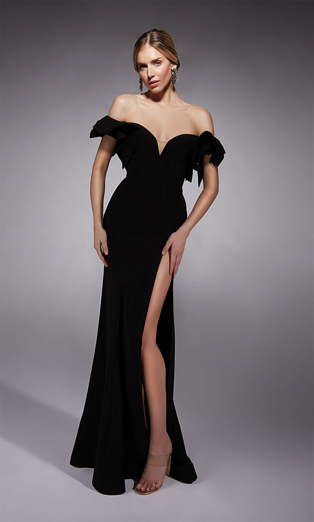 Alyce Paris 27713 Occasion spéciale au large de l'épaule Slit Fit n Flare Robe
