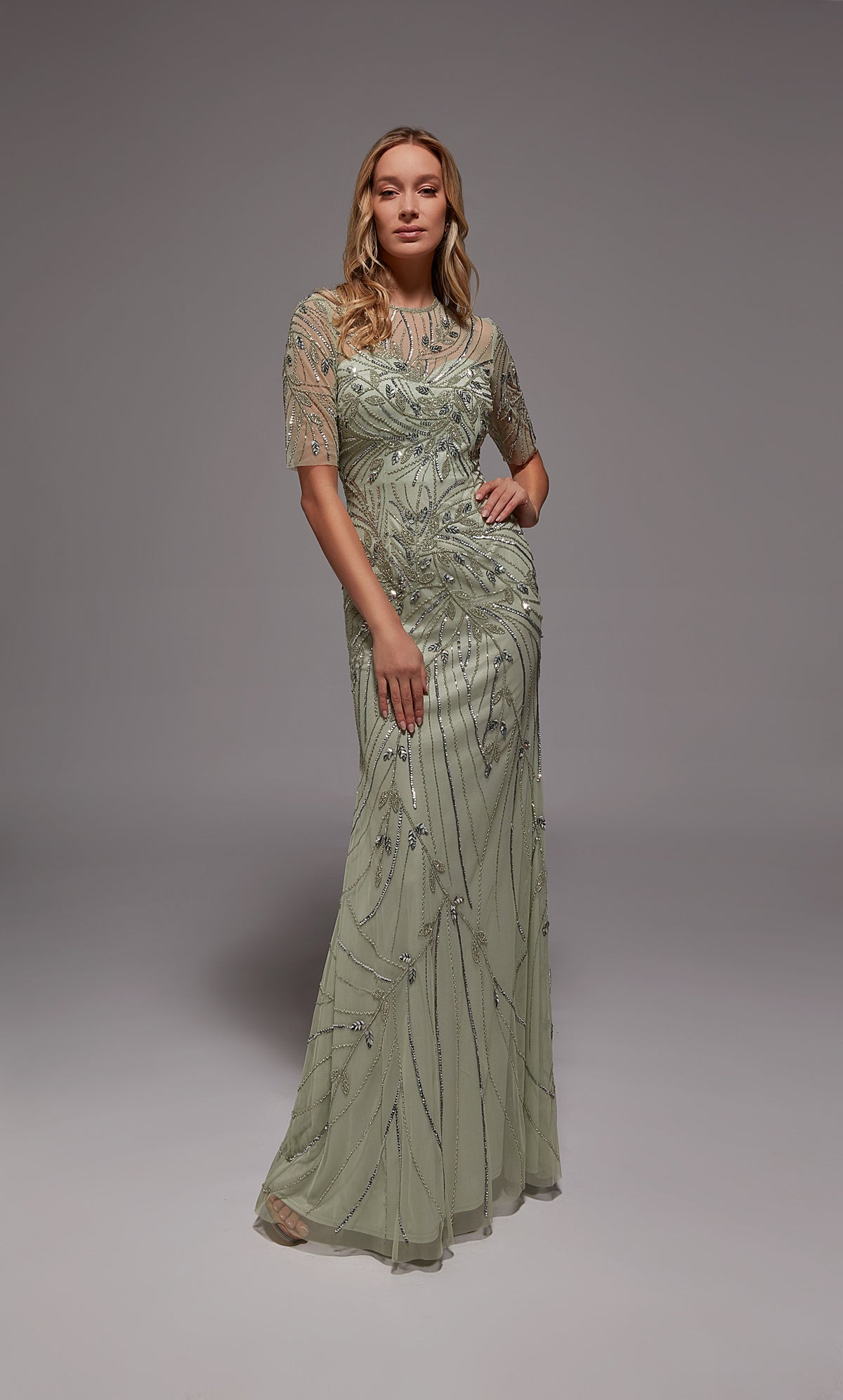 Alyce Paris 27809 decote de ocasião especial cintilante/brilhante um vestido de linha
