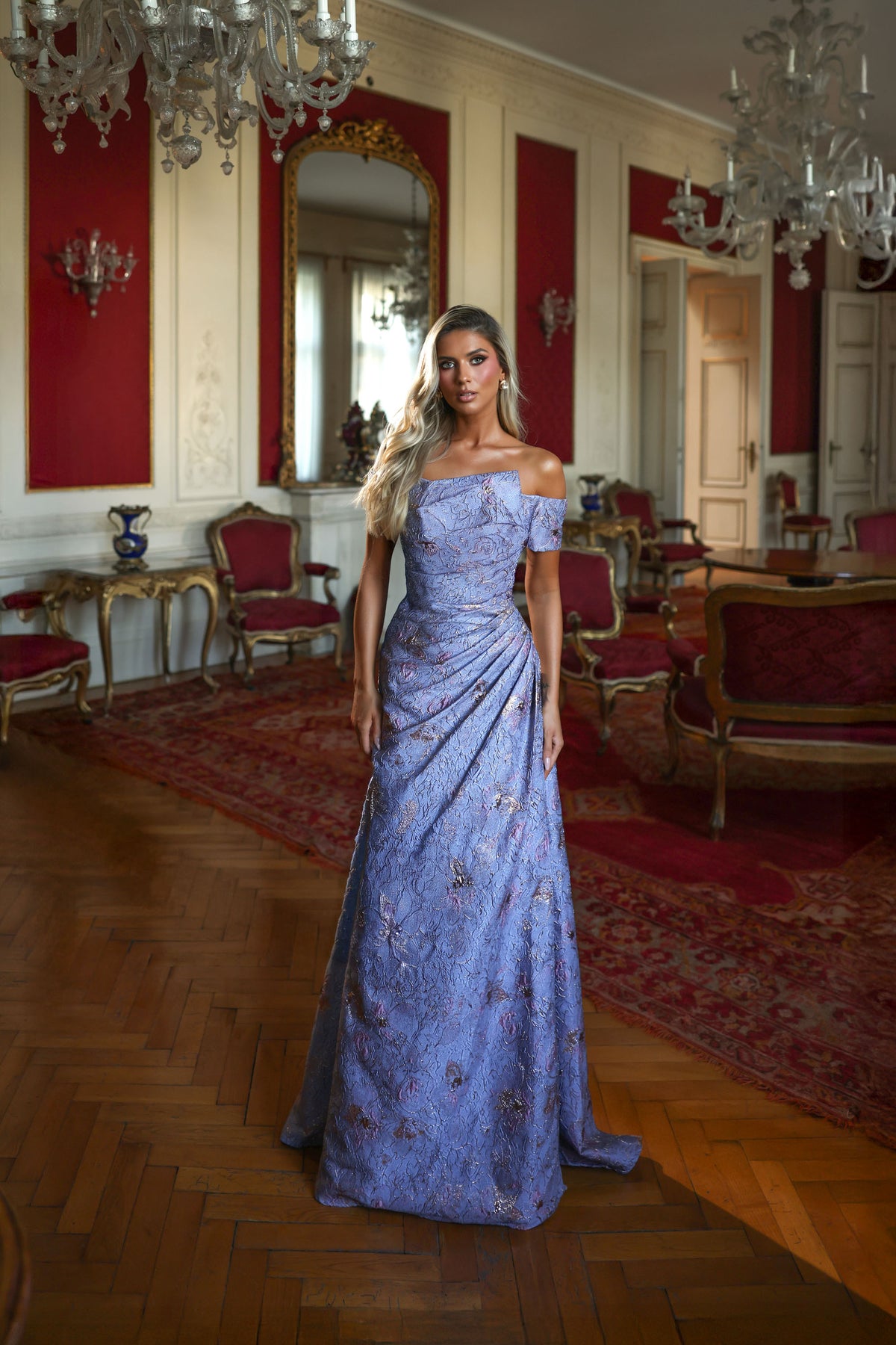 Alyce Paris 27828 ocasião especial do decote do ombro ruched/drapeado um vestido de linha