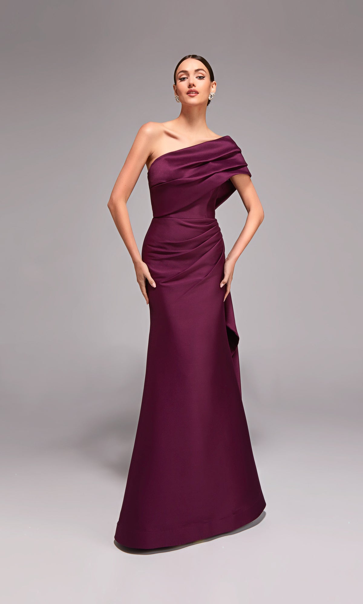Alyce Paris 27838 Ocasión especial Un hombro Escote Ruched/Drapeado Fit N Vestido Flare