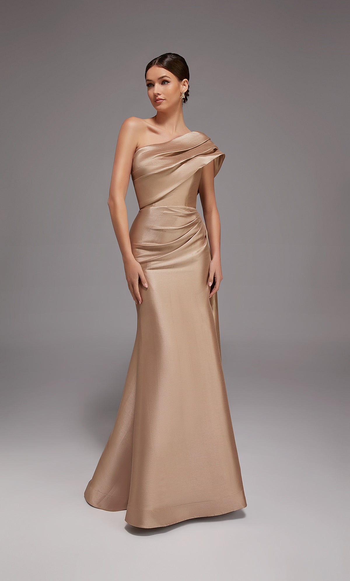 Alyce Paris 27838 Ocasión especial Un hombro Escote Ruched/Drapeado Fit N Vestido Flare