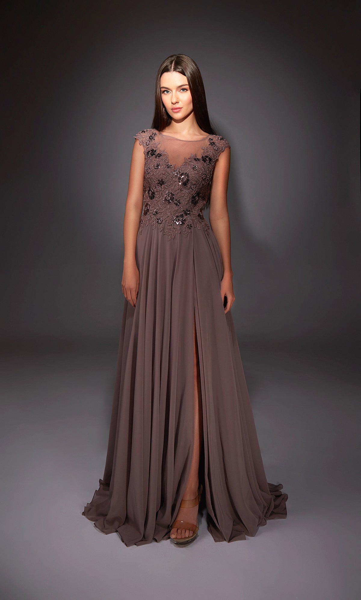 Alyce Paris 27842 Vestido de tren de escote de bote especial