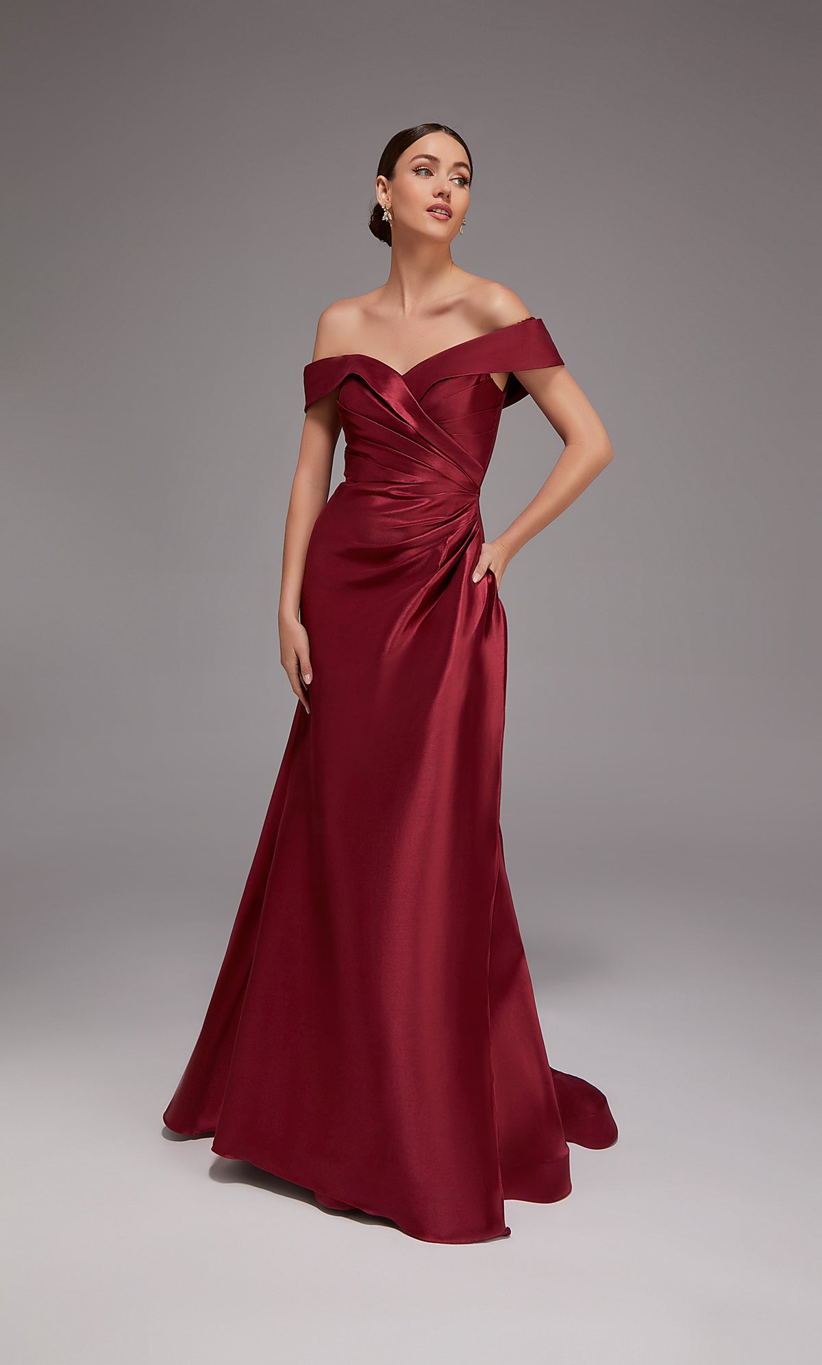 Alyce Paris 27857 ocasião especial um decote no ombro Rouched/drapeado vestido reto