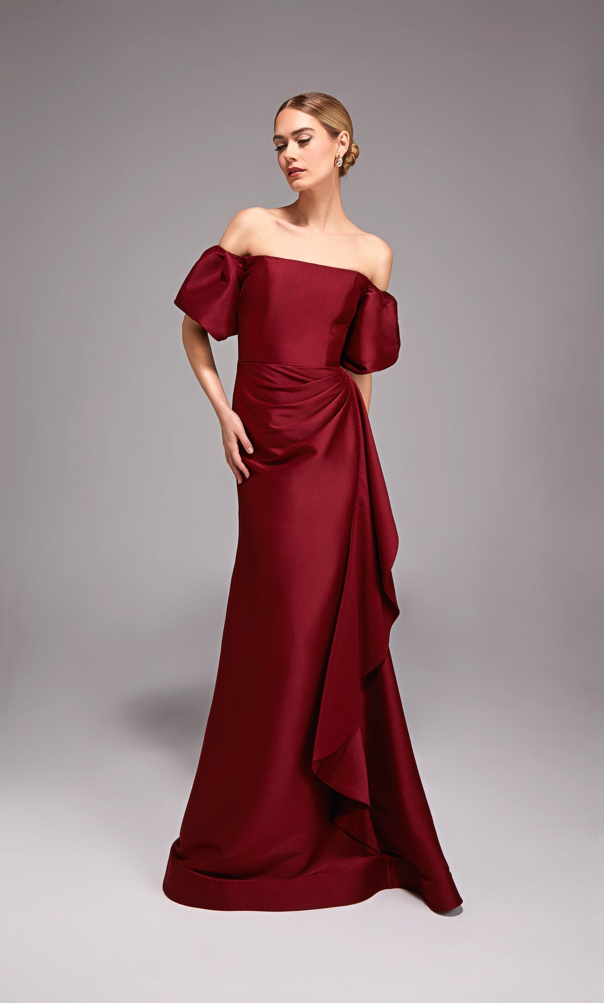 ALYCE PARIS 27863 Occasione speciale fuori dalla scollatura delle spalle Abito dritto arruffato/drappeggiato