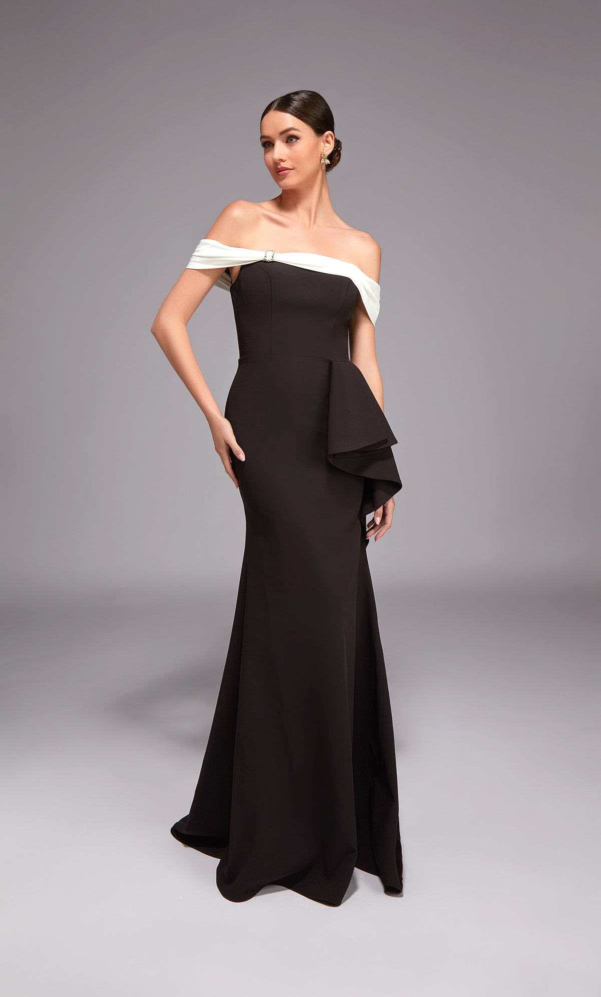 Alyce Paris 27877 Occasione speciale fuori dalla scollatura delle spalle arricciate/drappeggiato in abito flare