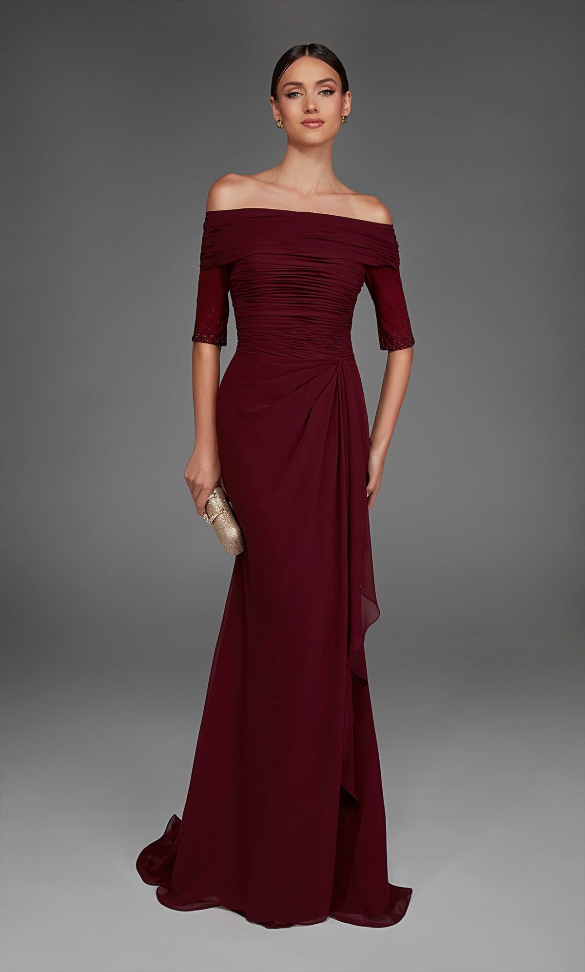 ALYCE Paris 27888 Special Occasion Off The Shoulder Neckline Ruched/draped Straight Dress