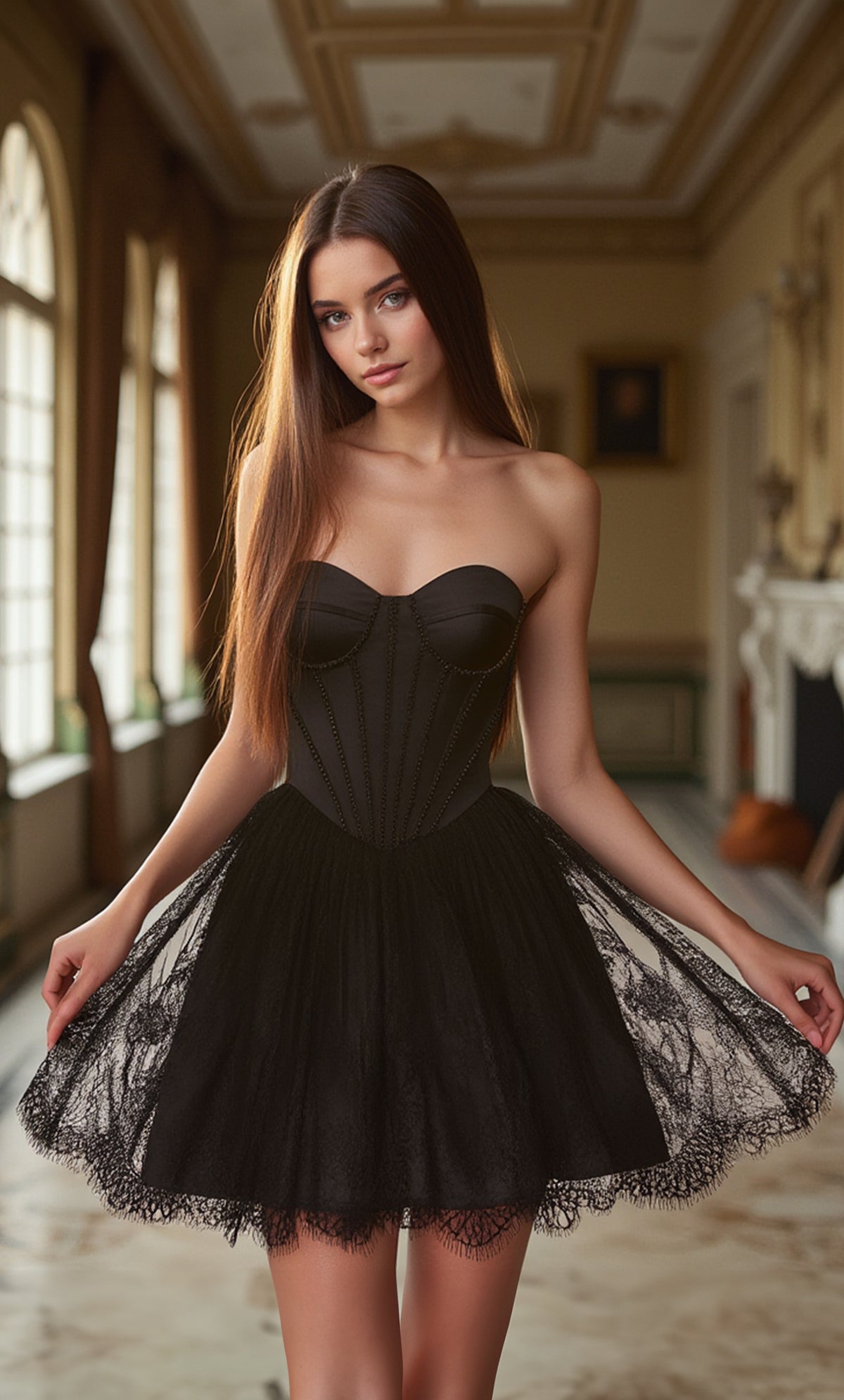 Alyce Paris 30011 Caso de decote sem alças curtas do baile de decote um vestido de linha