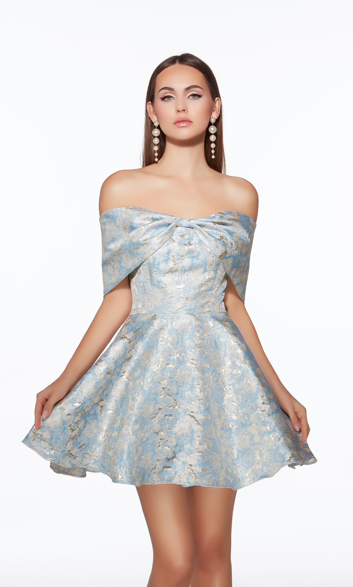 Alyce Paris 30046 Caso curto fora do decote do ombro Elegante A Vestido de linha