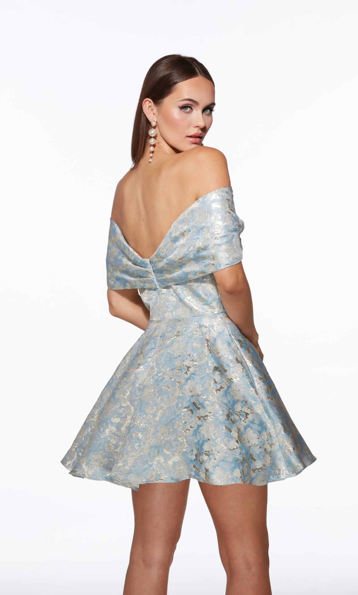 Alyce Paris 30046 Caso curto fora do decote do ombro Elegante A Vestido de linha