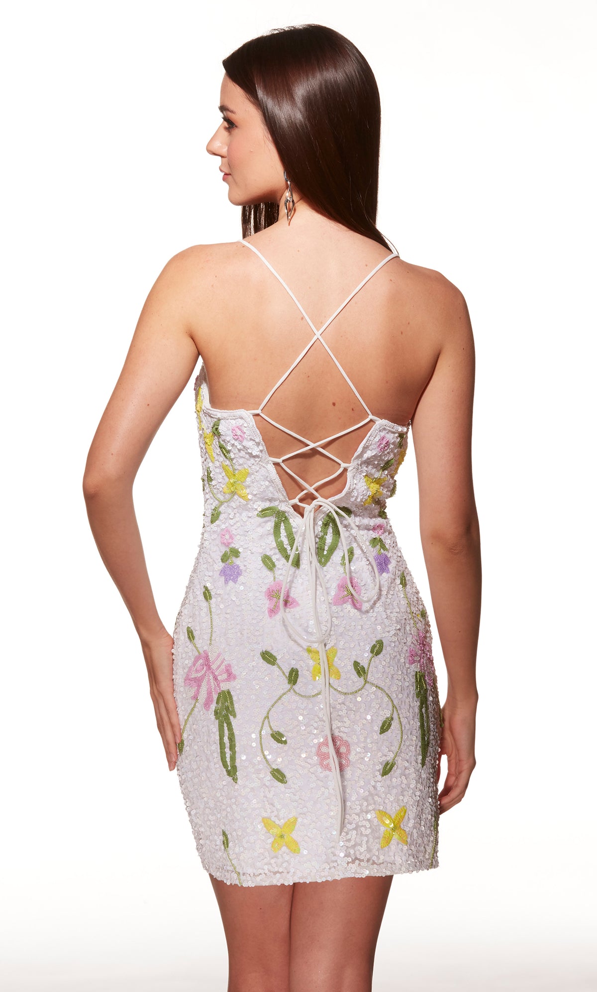 Alyce Paris 40061 Caso curto reto no decote vestido reto simples