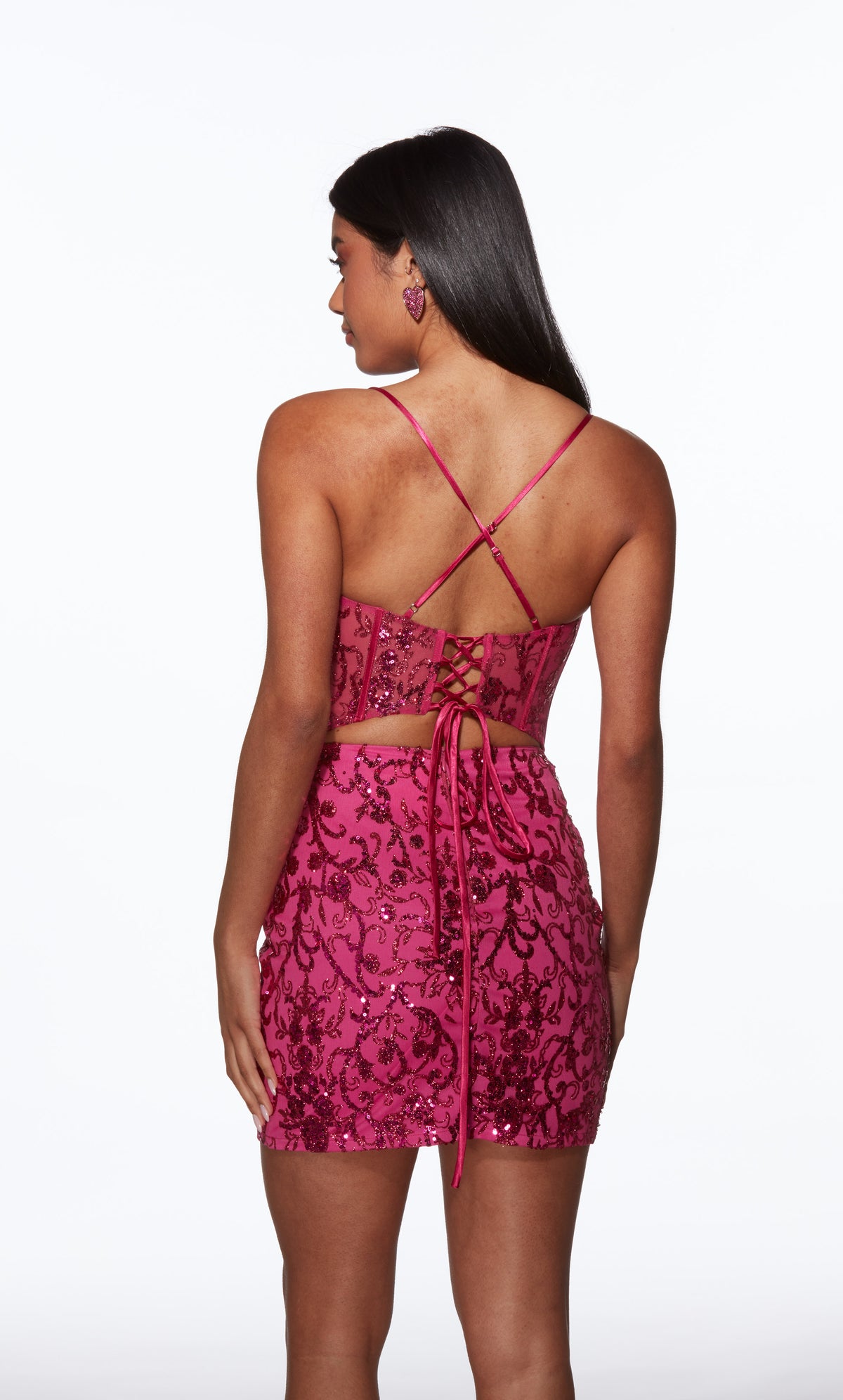 Alyce Paris 40091 Homecoming Short Cat-Eye Ausschnitt Schimmer/funkelnde, geradlinige Kleid