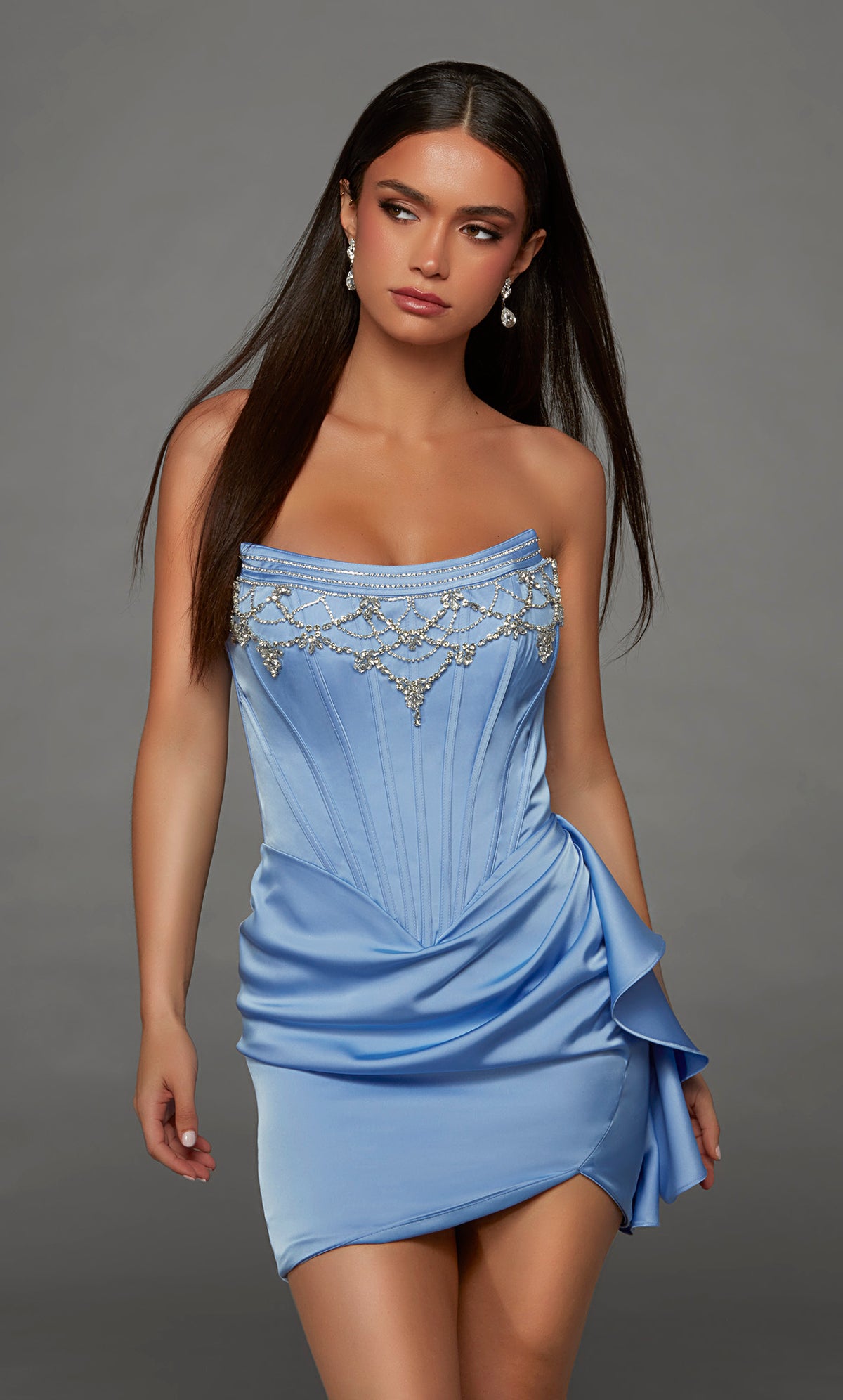 ALYCE Paris 40151 Homecoming Short Scooped Neckline Corset Straight Dress