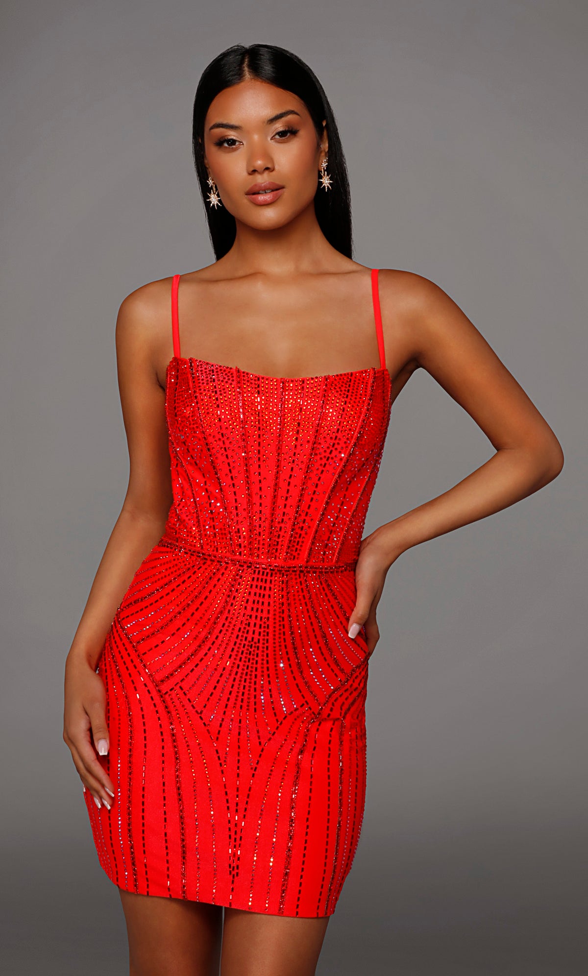 ALYCE Paris 40220 Homecoming Short Scooped Neckline Shimmery/sparkly Straight Dress