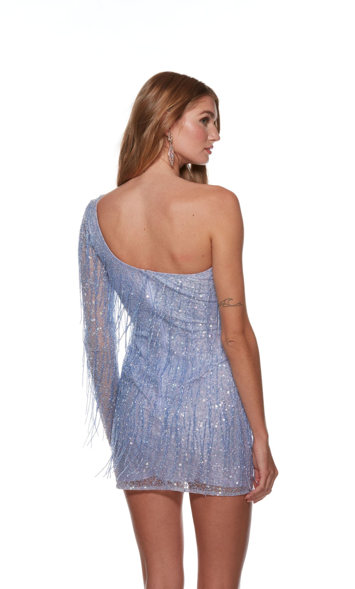 ALYCE Paris 4646 Homecoming Short One Shoulder Fringe Dress