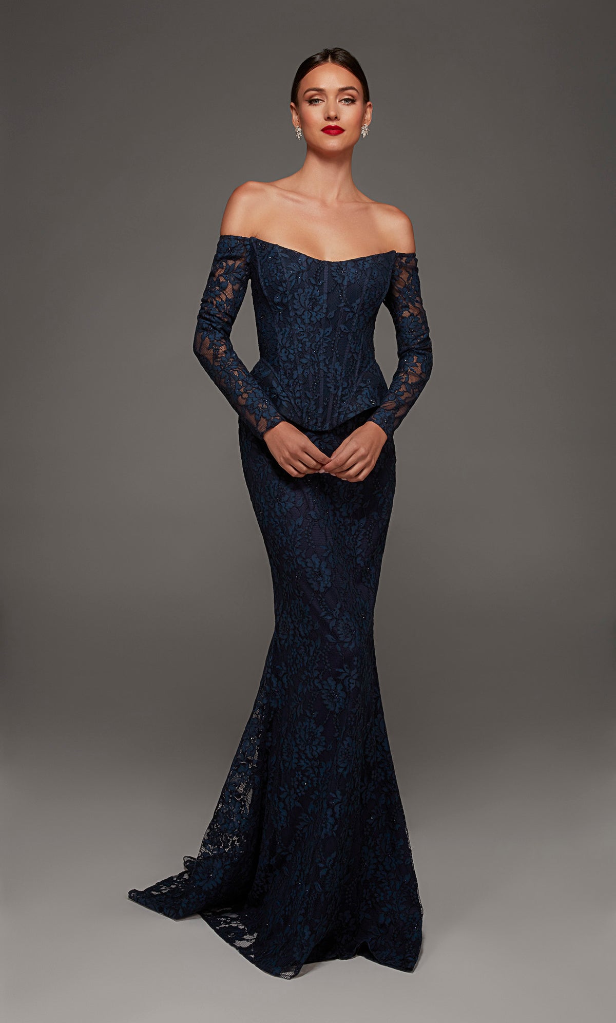 ALYCE Paris 55018 Special Occasion Off The Shoulder Neckline Peplum Straight Dress