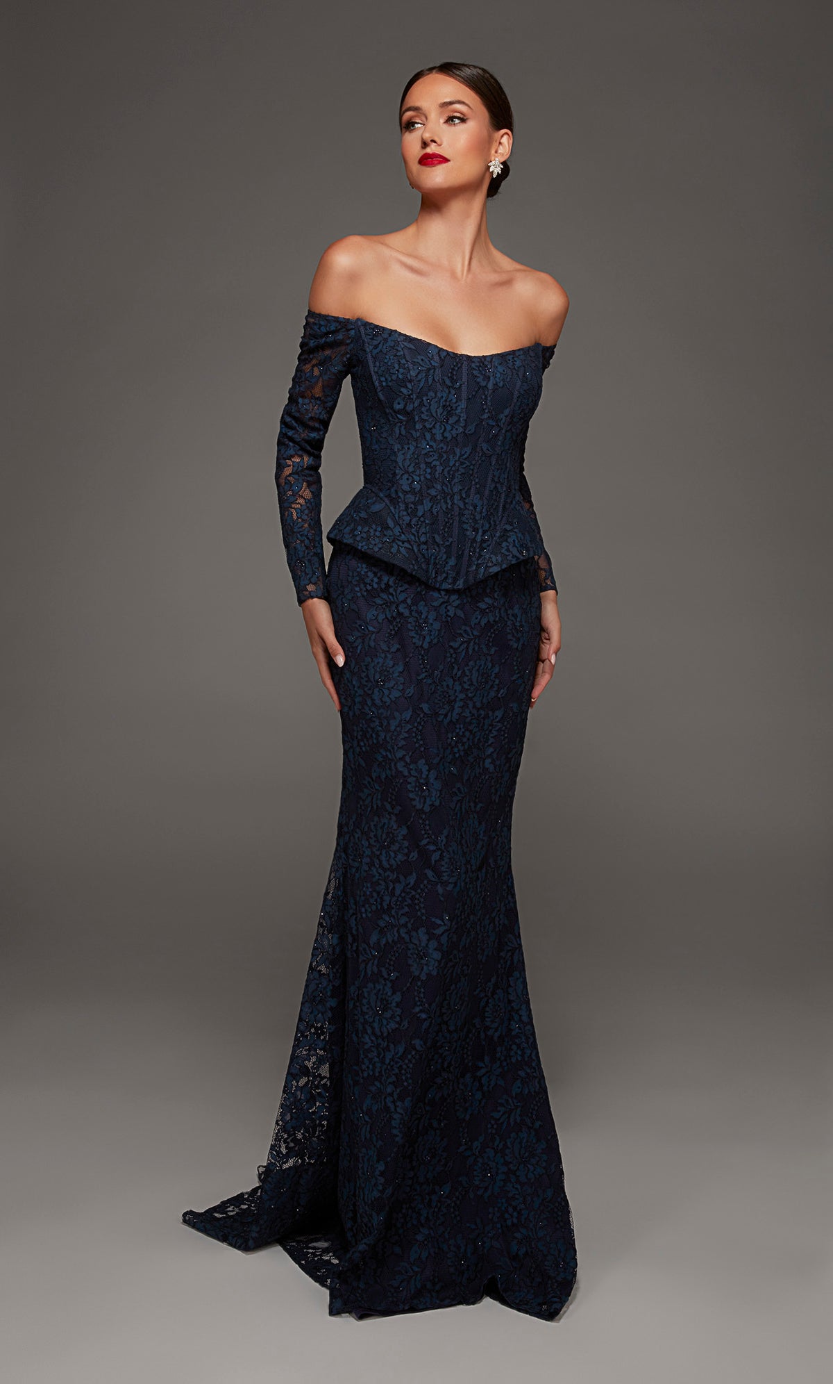 ALYCE Paris 55018 Special Occasion Off The Shoulder Neckline Peplum Straight Dress