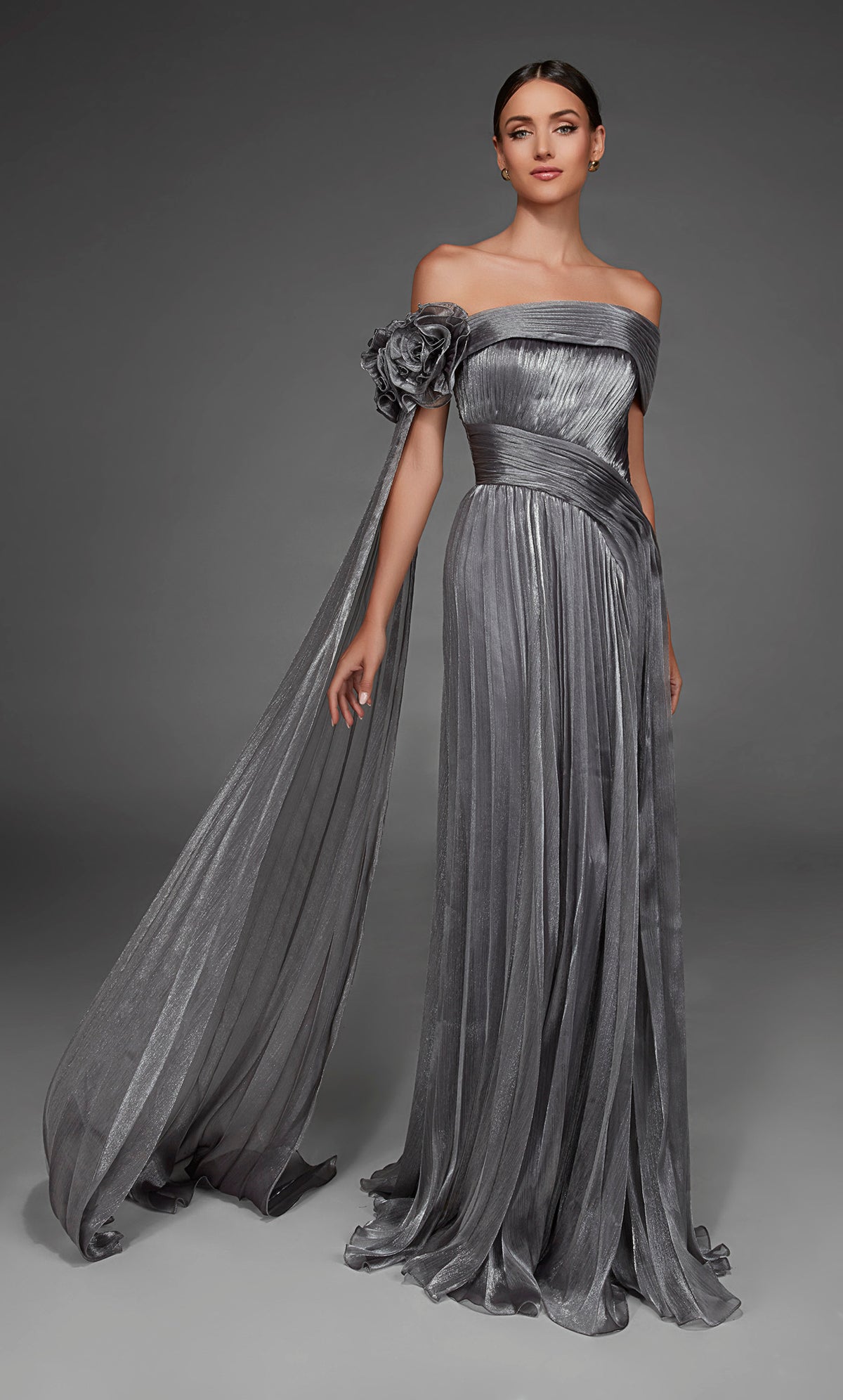 ALYCE Paris 55032 Special Occasion Off The Shoulder Neckline Ruched/draped A Line Dress