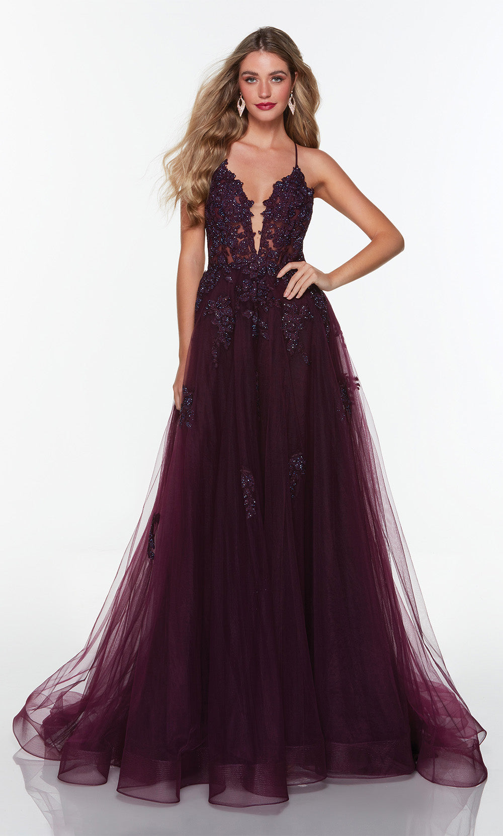 ALYCE Paris 61263 Alyce Long Plunging Neckline Slit Ballgown Dress