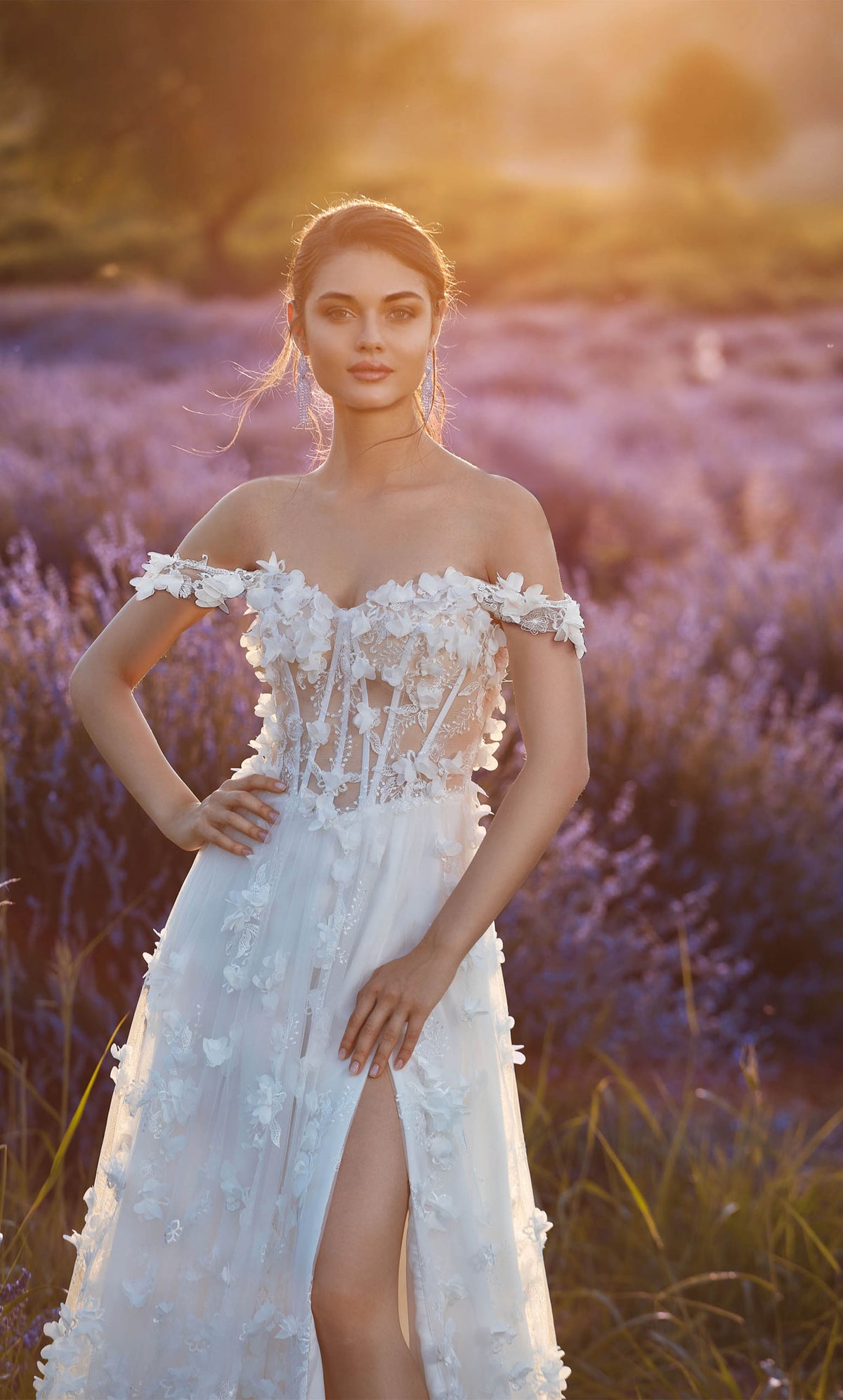 Alyce Paris 61308 Alyce largo fuera del hombro adornado un vestido de línea