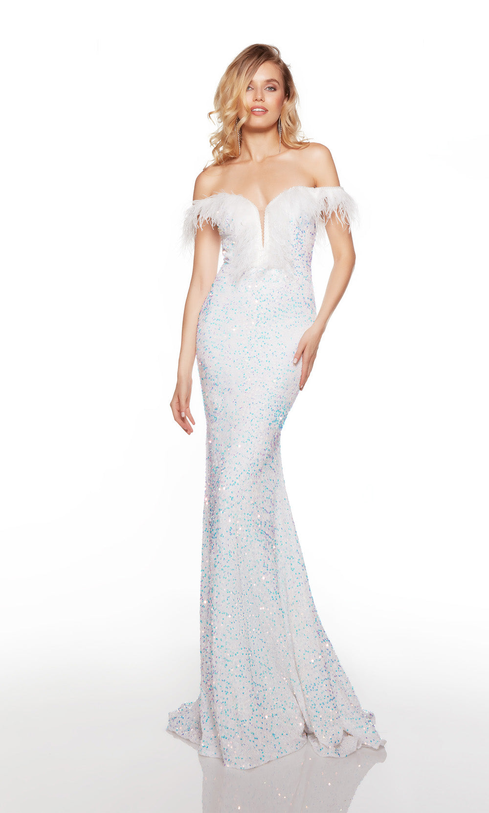 Alyce Paris 61373 ALYCE Longue-côté de l'épaule Elegant Fit n Flare Robe