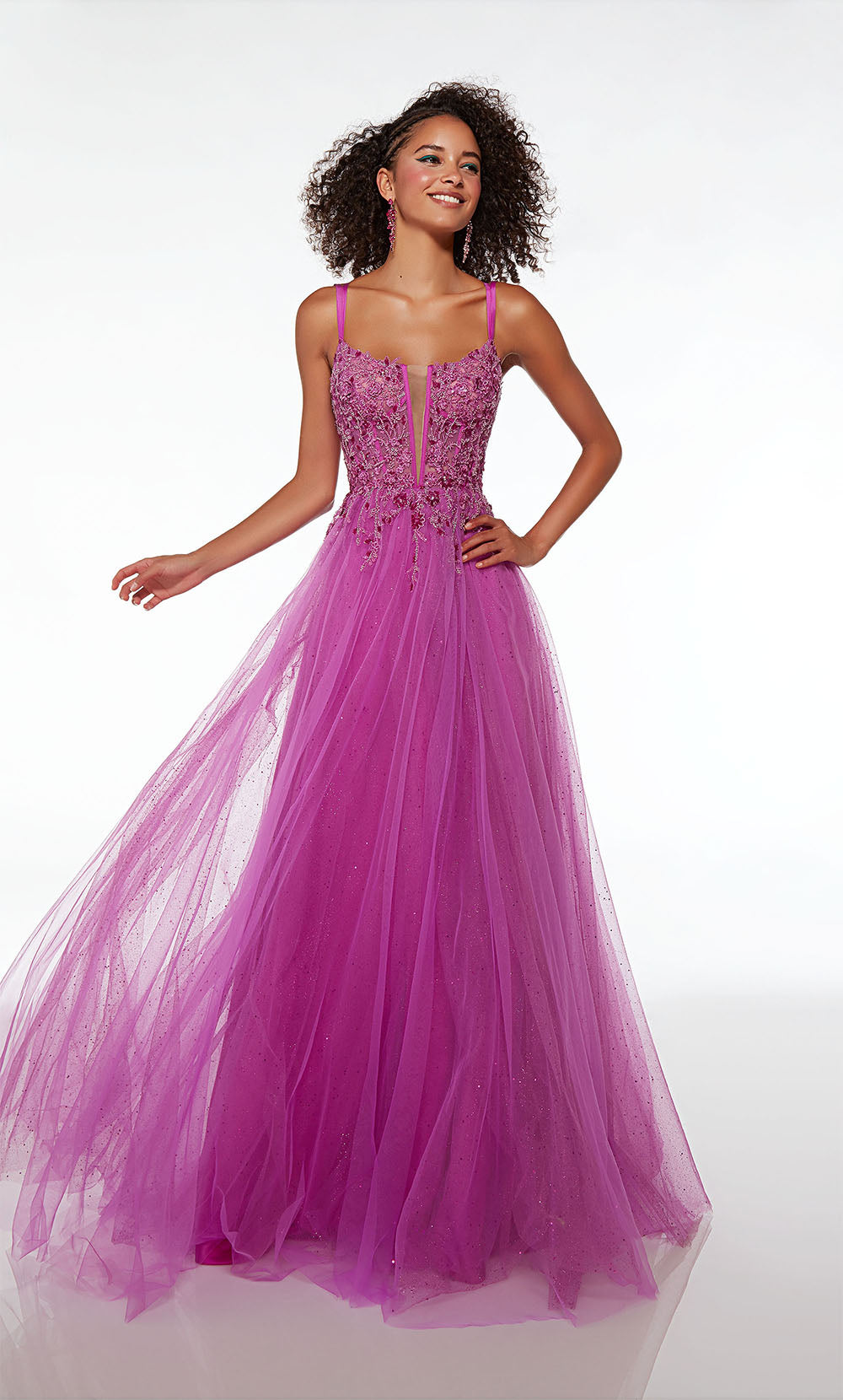ALYCE Paris 61513 Alyce Long Plunging Embellished A Line Dress