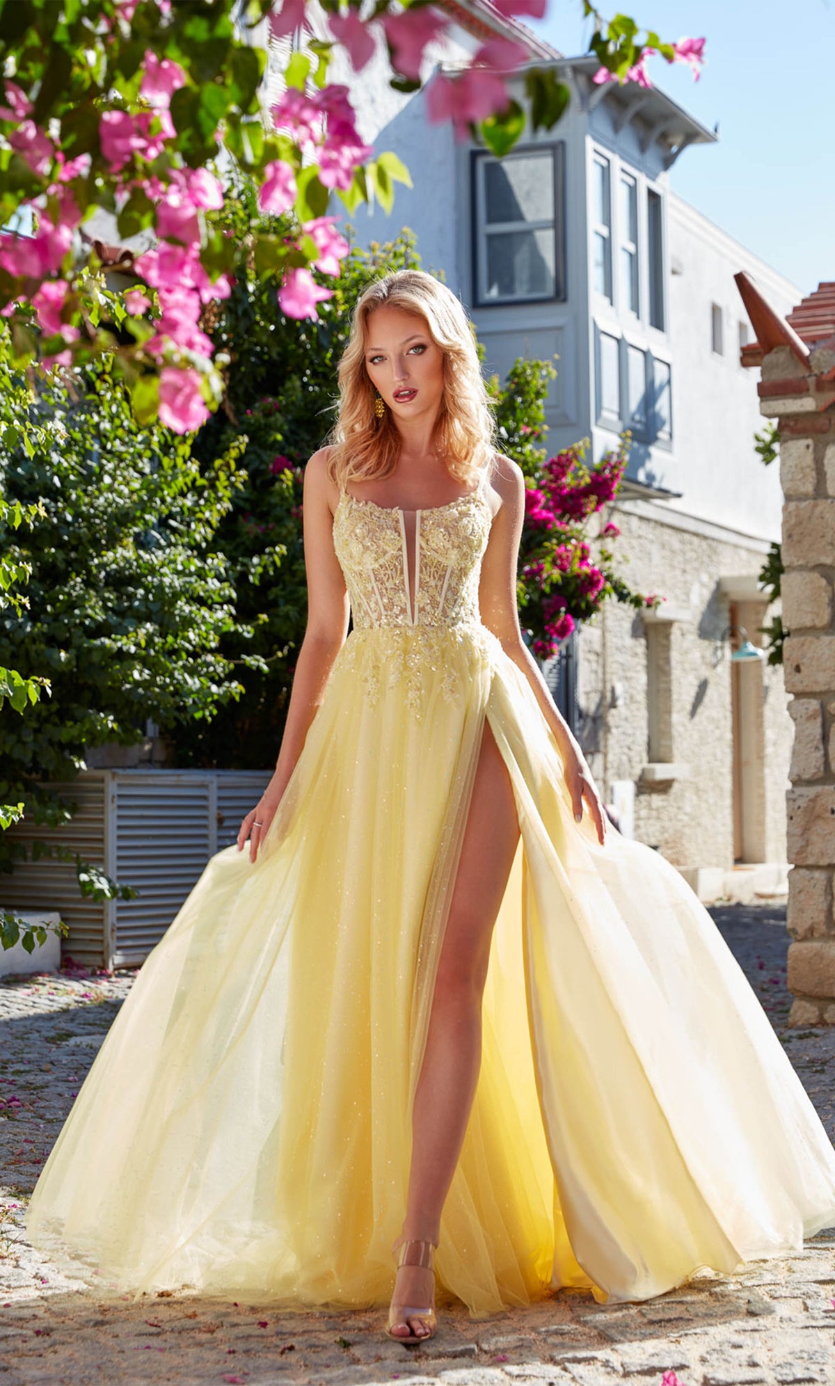 ALYCE Paris 61513 Alyce Long Plunging Embellished A Line Dress