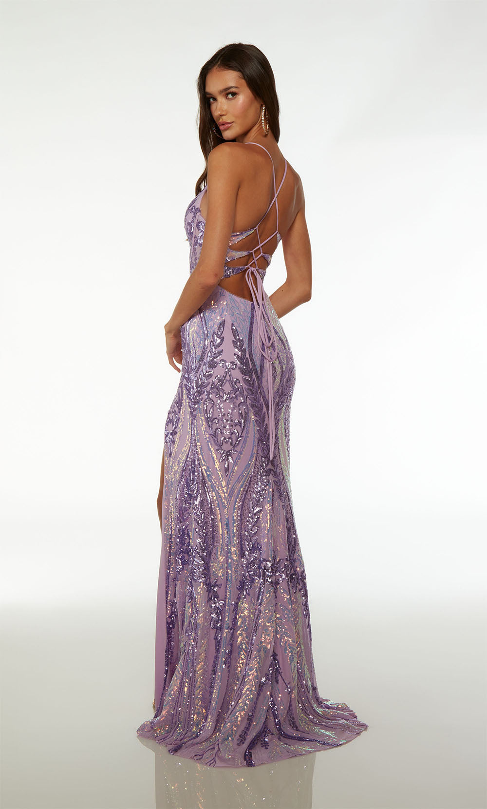 ALYCE Paris 61658 Alyce Long Plunging Shimmery/sparkly Straight Dress