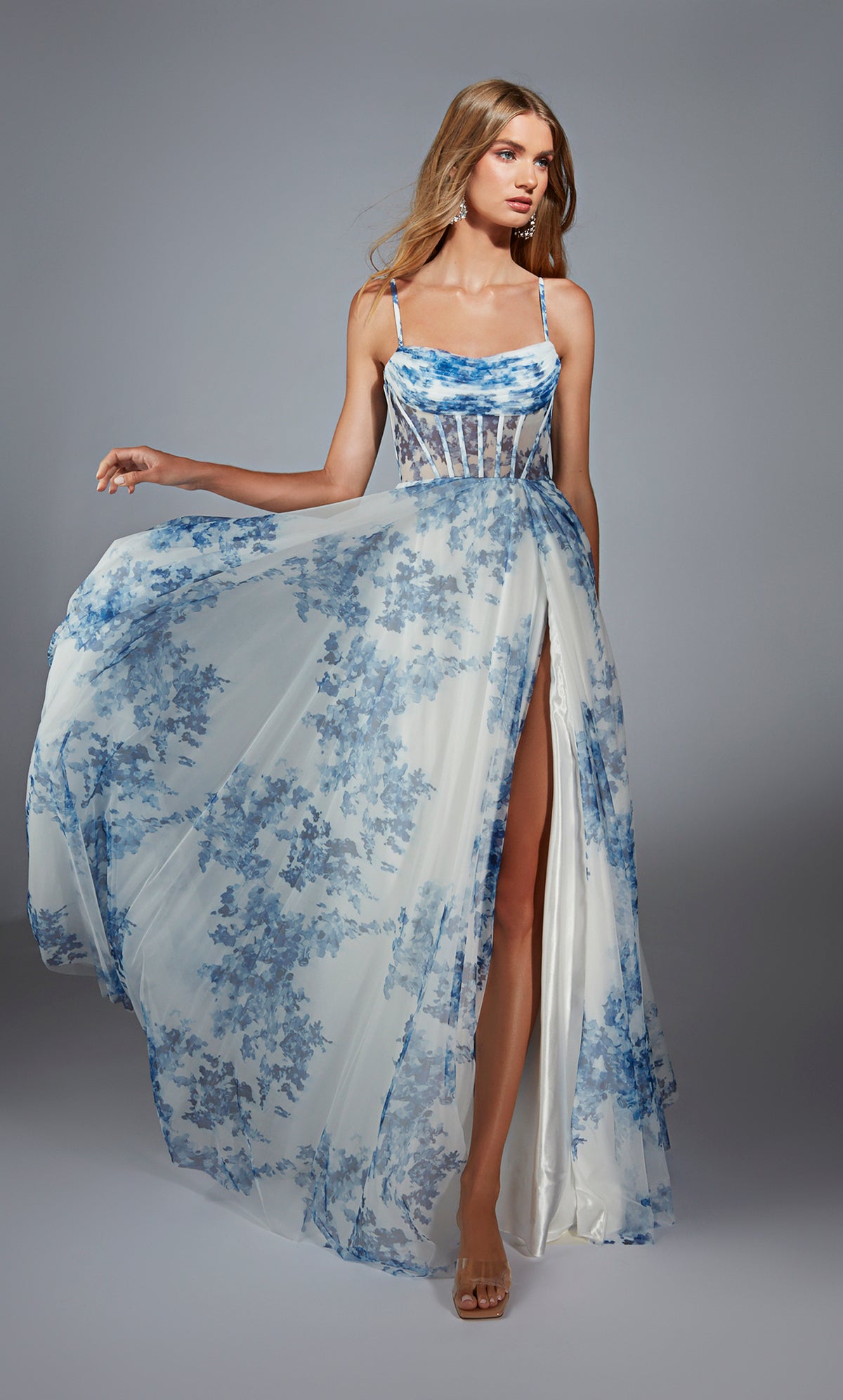 ALYCE Paris 61752 Alyce Long Cowl Neckline Corset A Line Dress