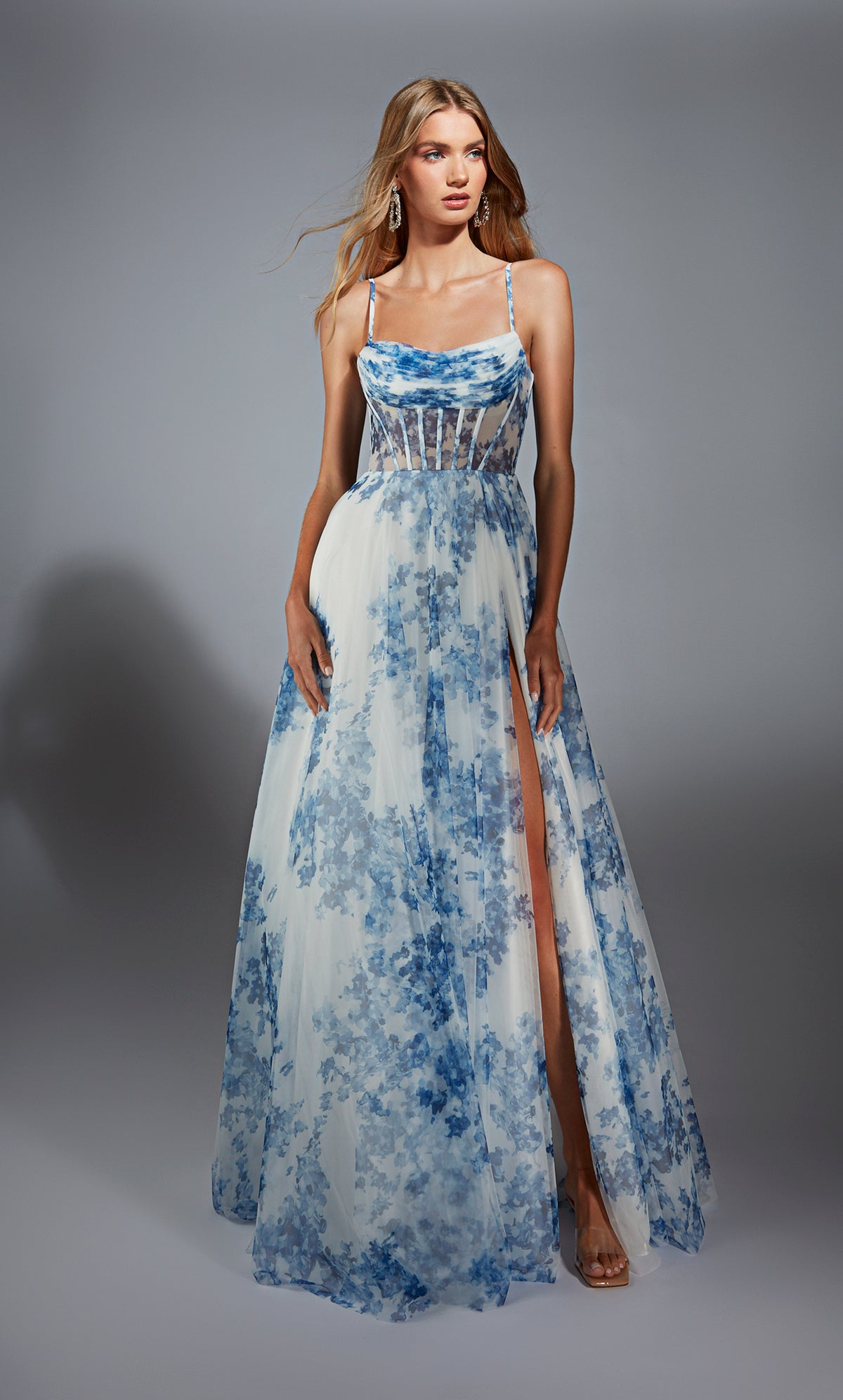 ALYCE Paris 61752 Alyce Long Cowl Neckline Corset A Line Dress