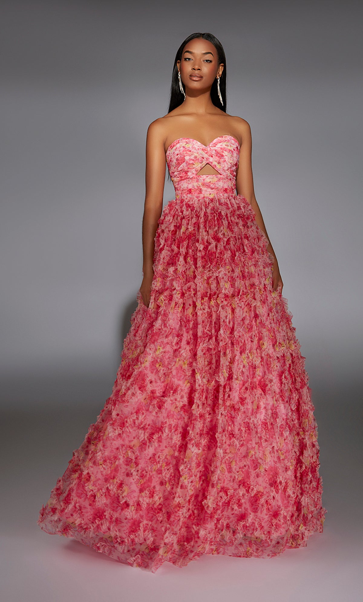 ALYCE Paris 61816 Alyce Long Strapless Neckline Ruffles A Line Dress