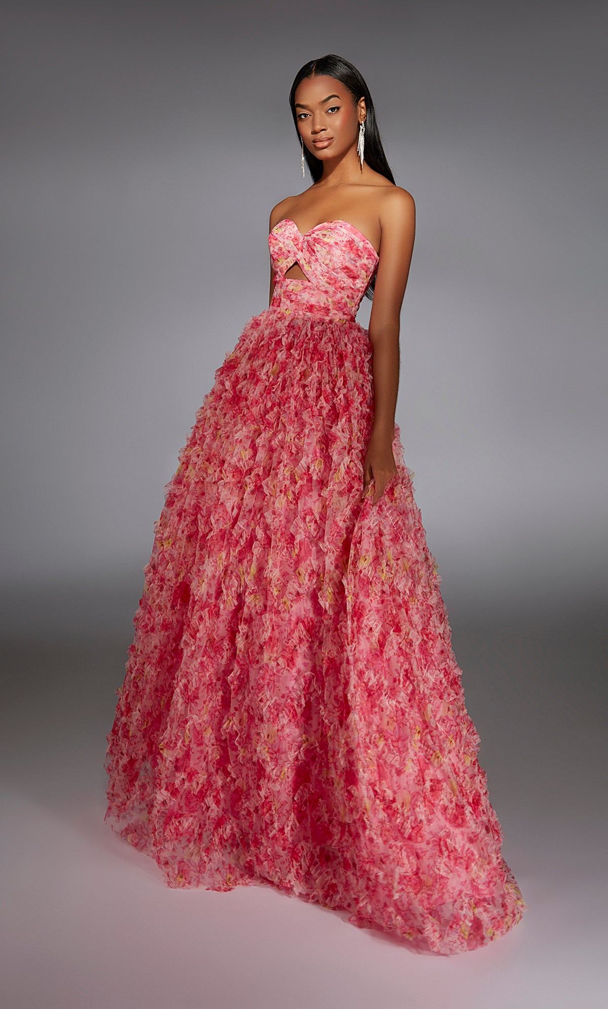 ALYCE Paris 61816 Alyce Long Strapless Neckline Ruffles A Line Dress