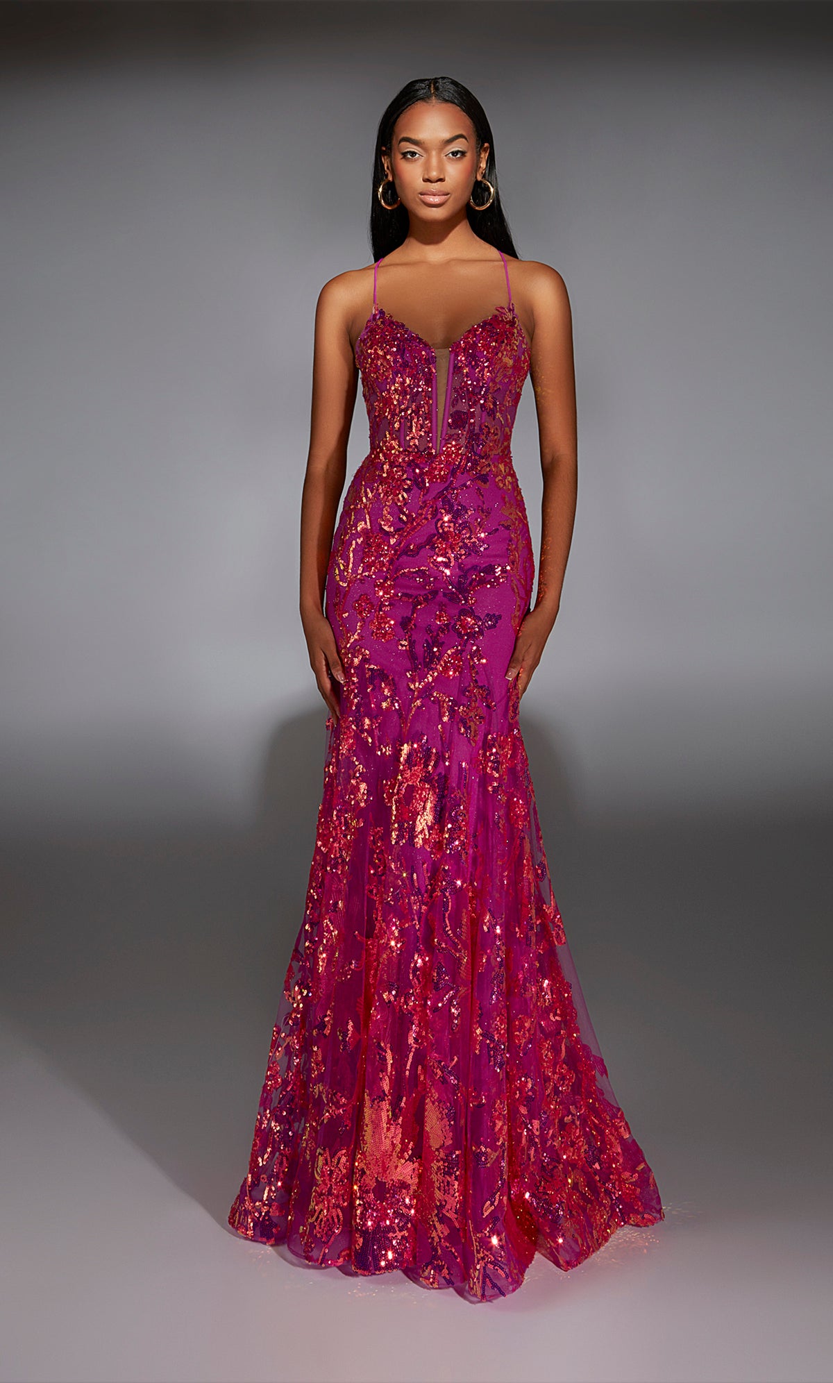 ALYCE Paris 61854 Alyce Long Plunging Train Mermaid Dress