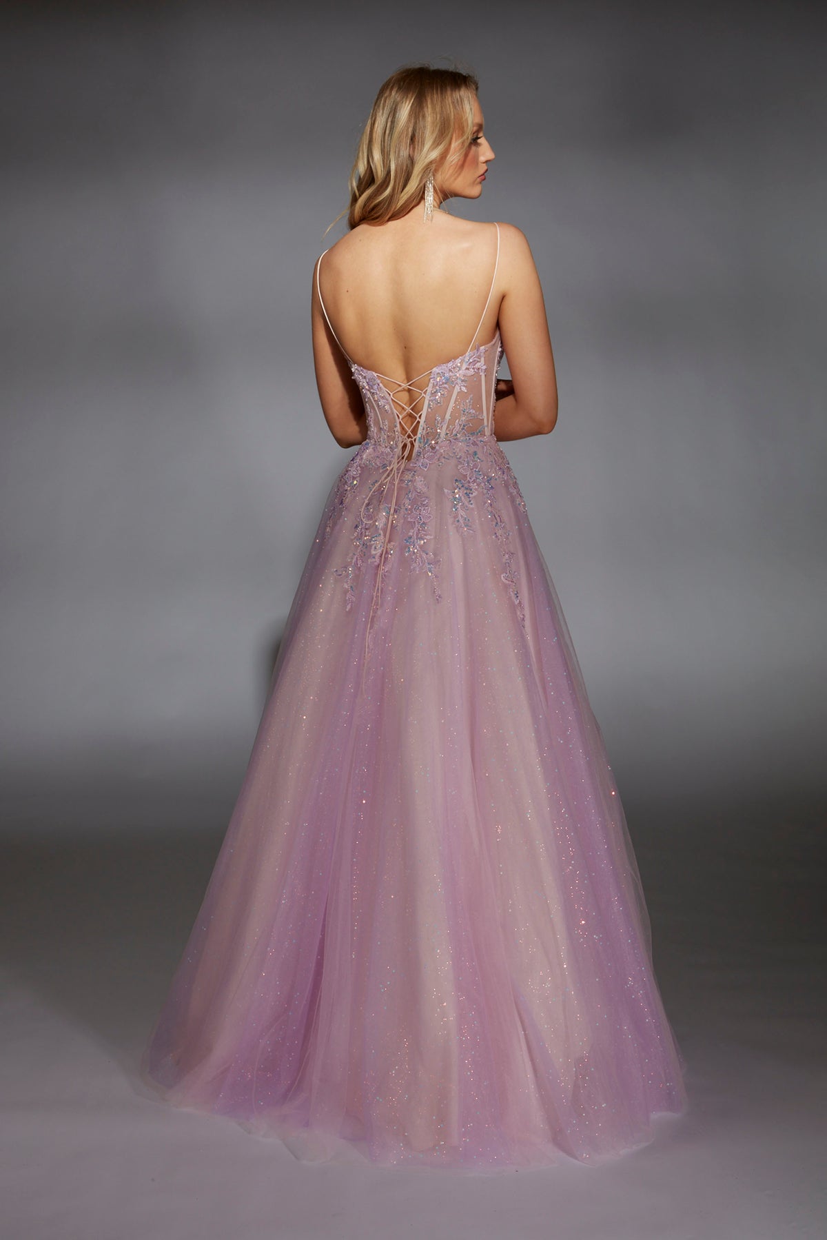 ALYCE Paris 61865 Alyce Long Plunging Neckline Illusion A Line Dress