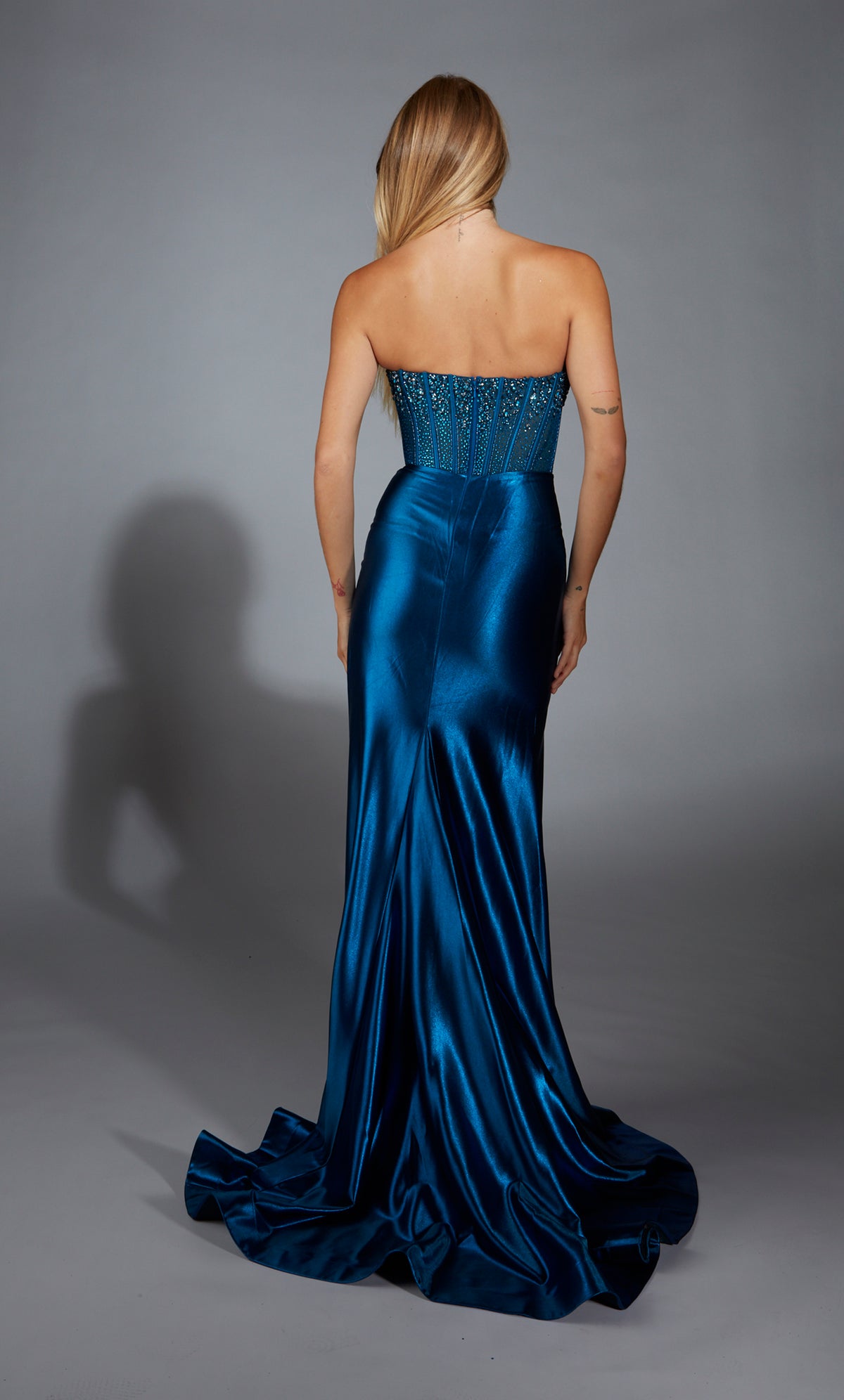 Alyce Paris 61879 Alyce Long Strapless Corset Fit and Flare Vestido