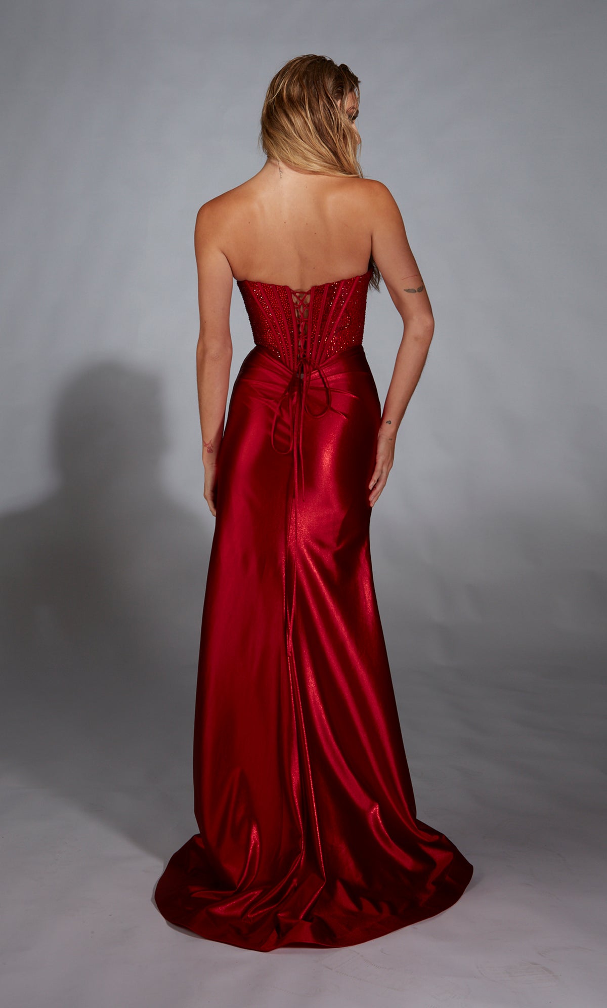 ALYCE Paris 61884 Alyce Long Strapless Neckline Corset Straight Dress