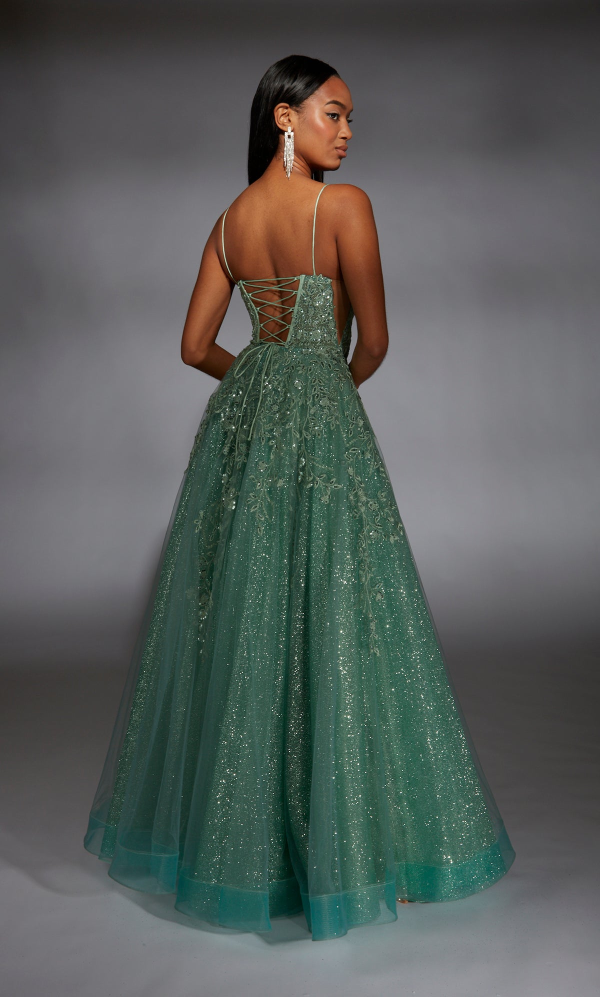 ALYCE Paris 61915 Alyce Long Plunging Shimmery/sparkly Medium Fullness Dress