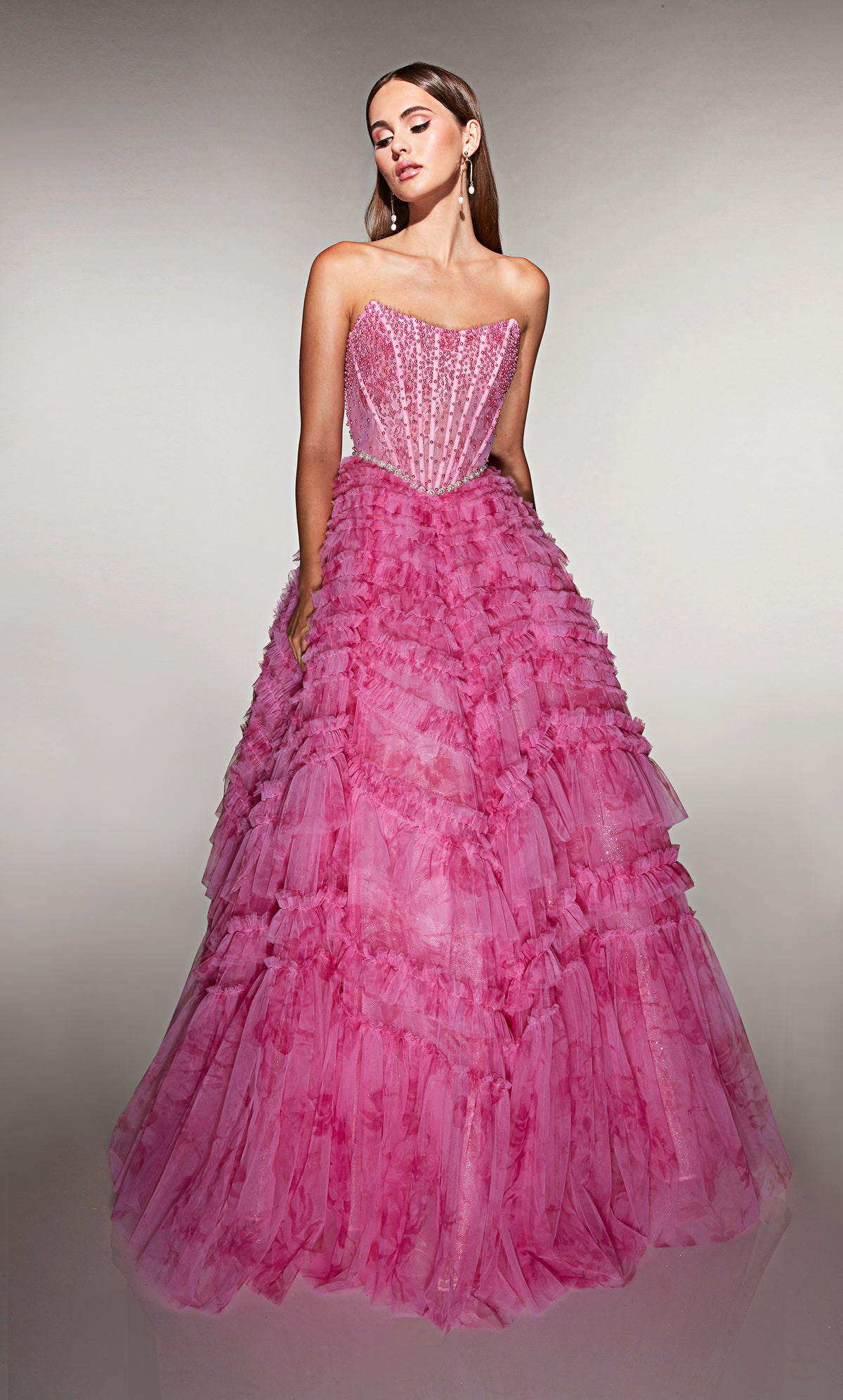 ALYCE Paris 61981 Alyce Long Scoop Neckline Ruffles Ballgown Dress