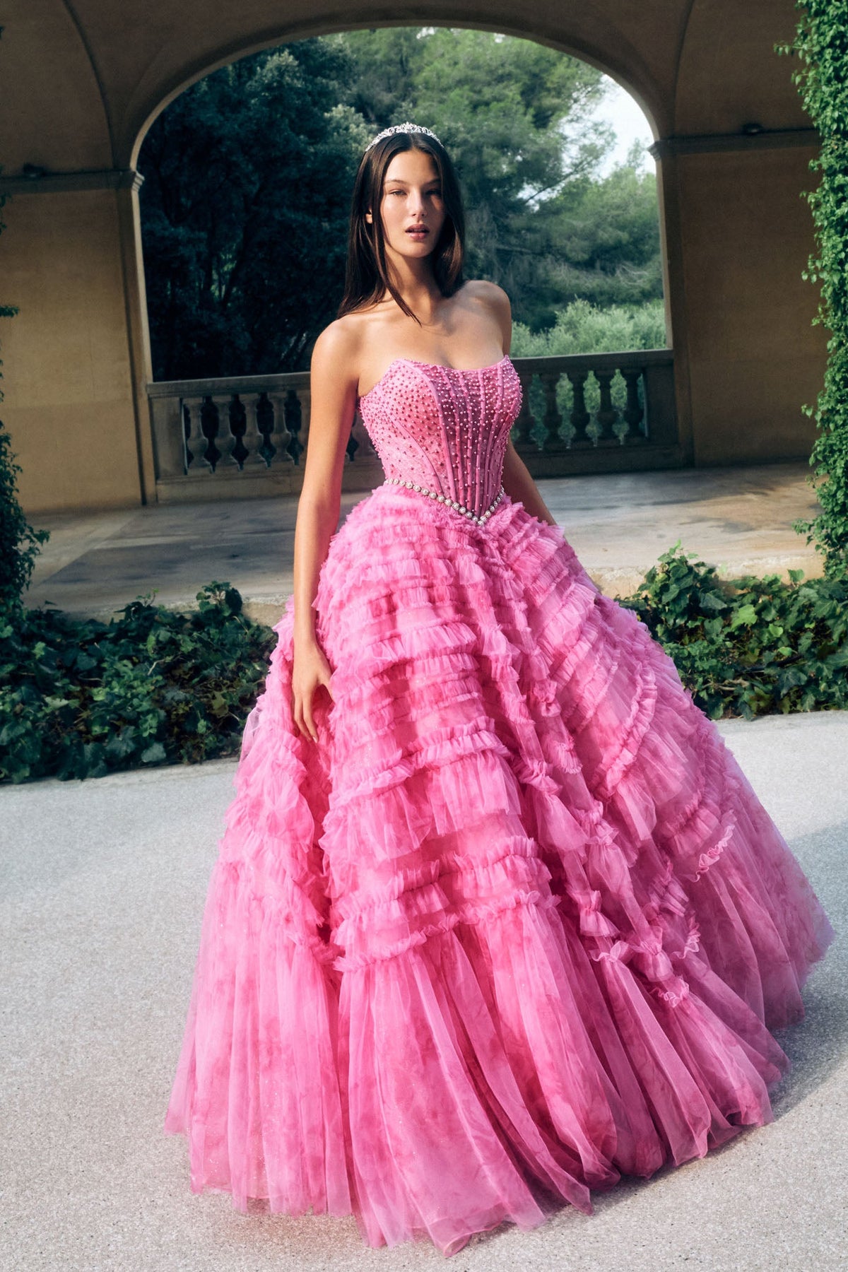 ALYCE Paris 61981 Alyce Long Scoop Neckline Ruffles Ballgown Dress