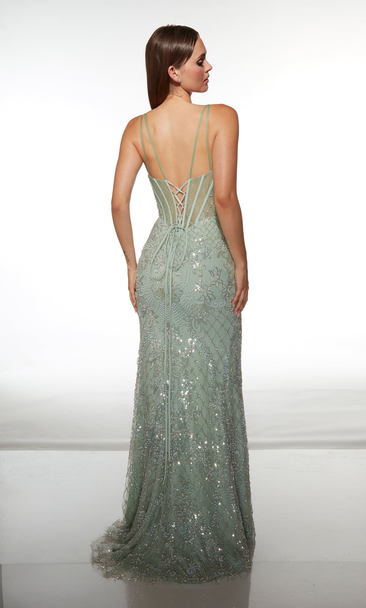 ALYCE Paris 61988 Alyce Long Scoop Neckline Embellished Straight Dress