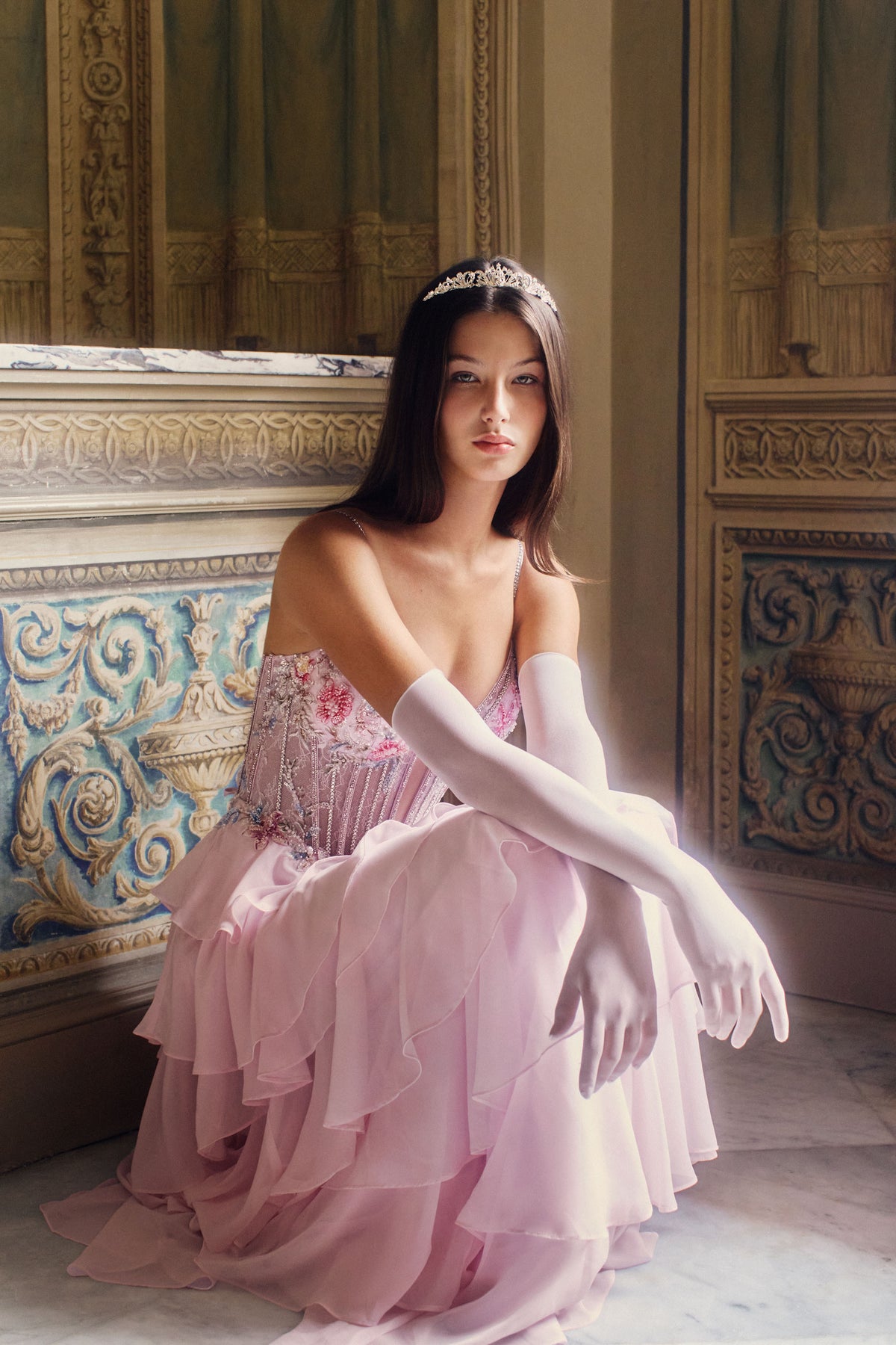 ALYCE Paris 61993 Alyce Long Plunging Neckline Corset A Line Dress