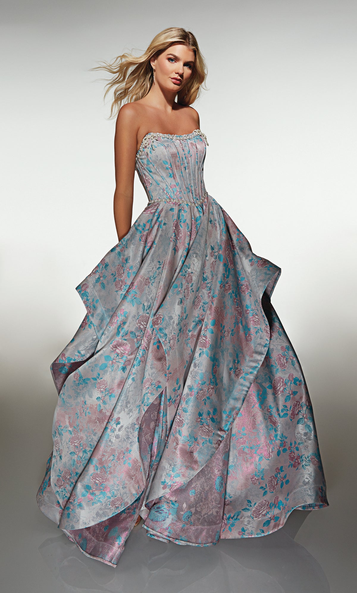 ALYCE Paris 61997 Alyce Long Scoop Neckline Waterfall Ballgown Dress