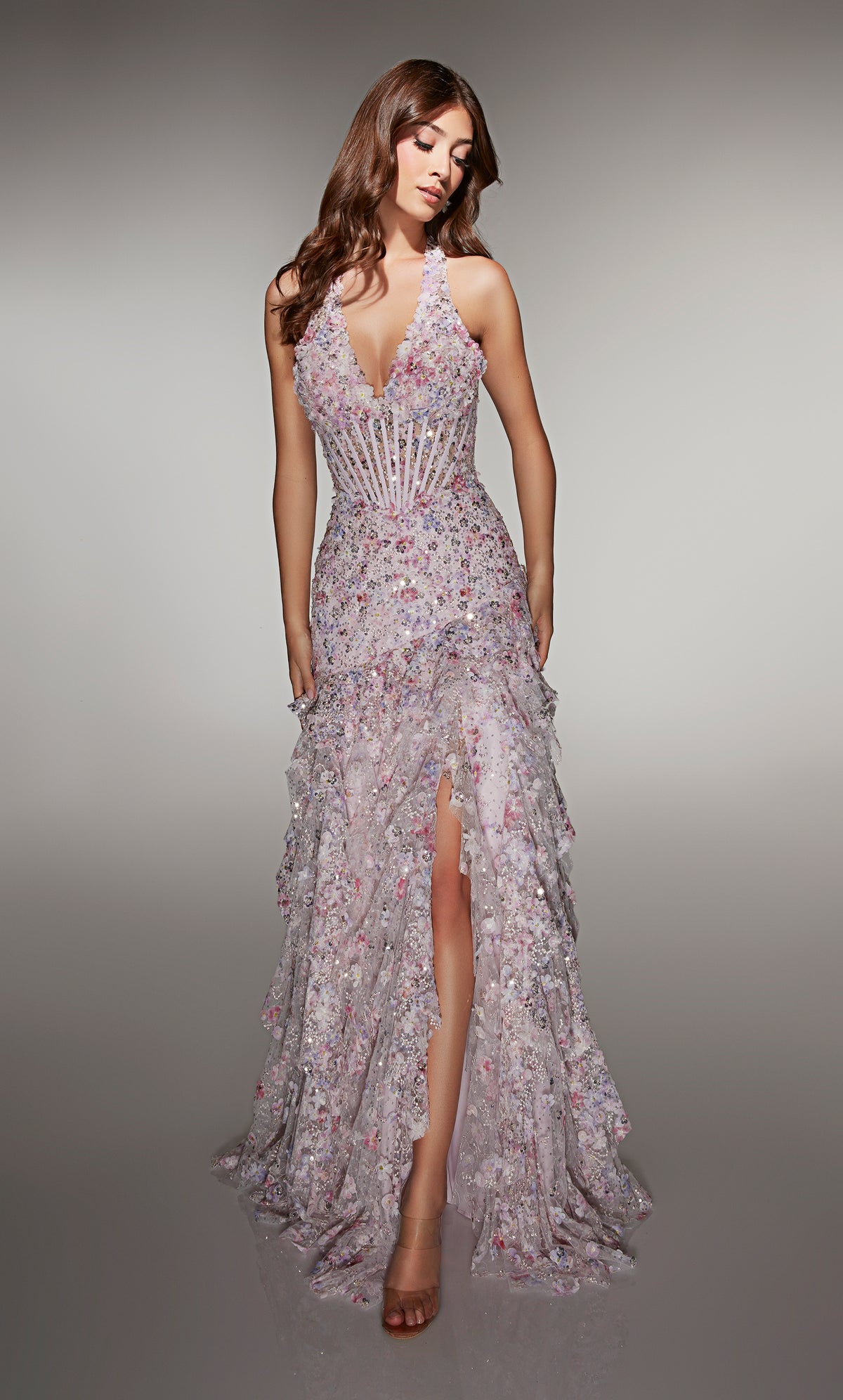 ALYCE Paris 61999 Alyce Long Halter Neckline Corset A Line Dress