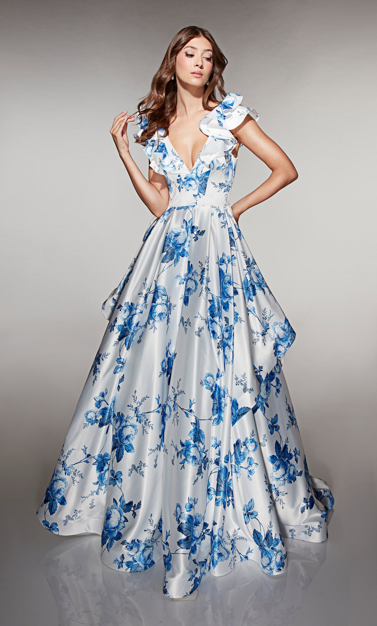 ALYCE Paris 62001 Alyce Long V-neckline Plus Size Ballgown Dress