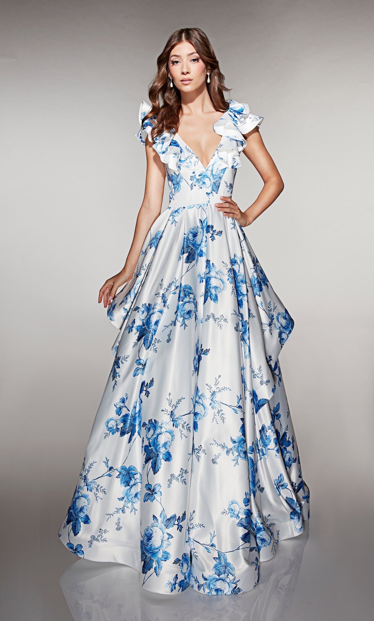 ALYCE Paris 62001 Alyce Long V-neckline Plus Size Ballgown Dress