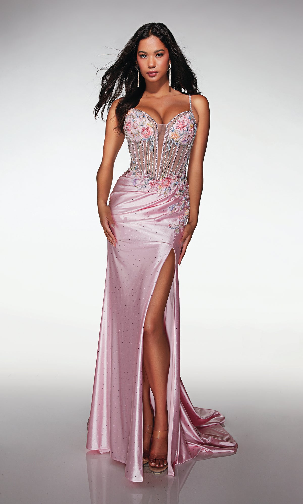 ALYCE Paris 62022 Alyce Long Plunging Neckline Embellished Straight Dress