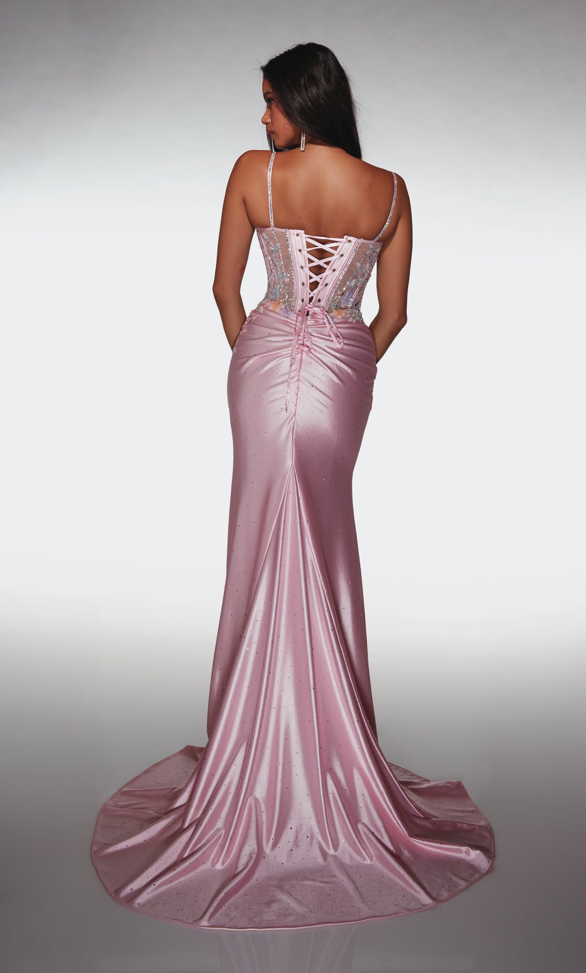 ALYCE Paris 62022 Alyce Long Plunging Neckline Embellished Straight Dress